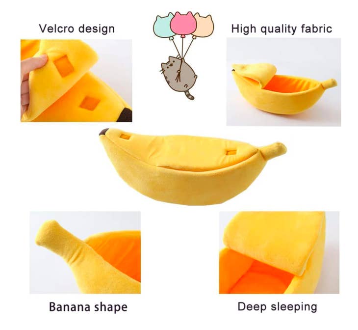 Banana Shape Pet Bed House - Pink
