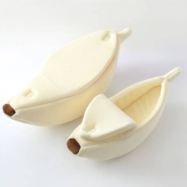 Banana Shape Pet Bed House - White