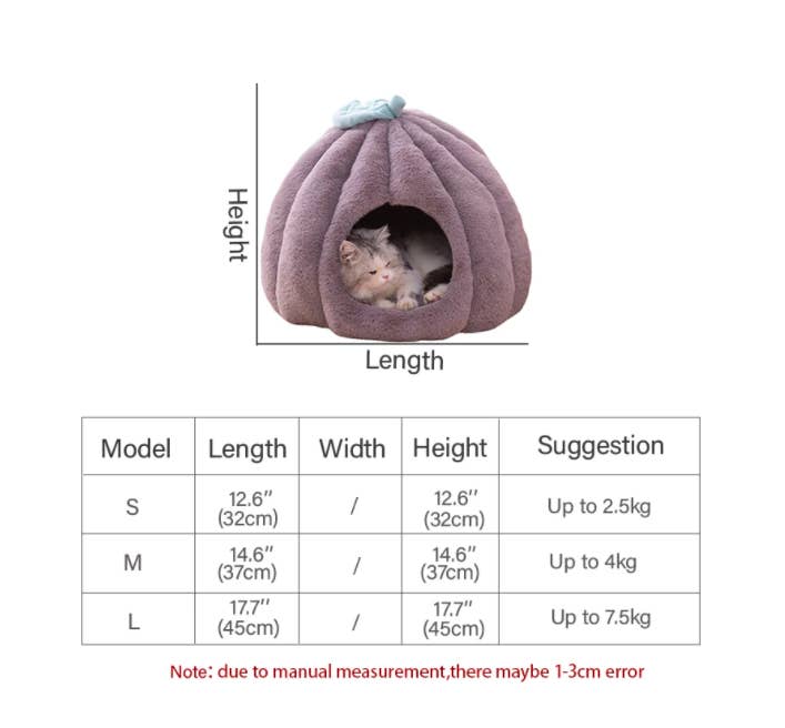 Pumpkin Shape Hooded Pet Bed House - Orange