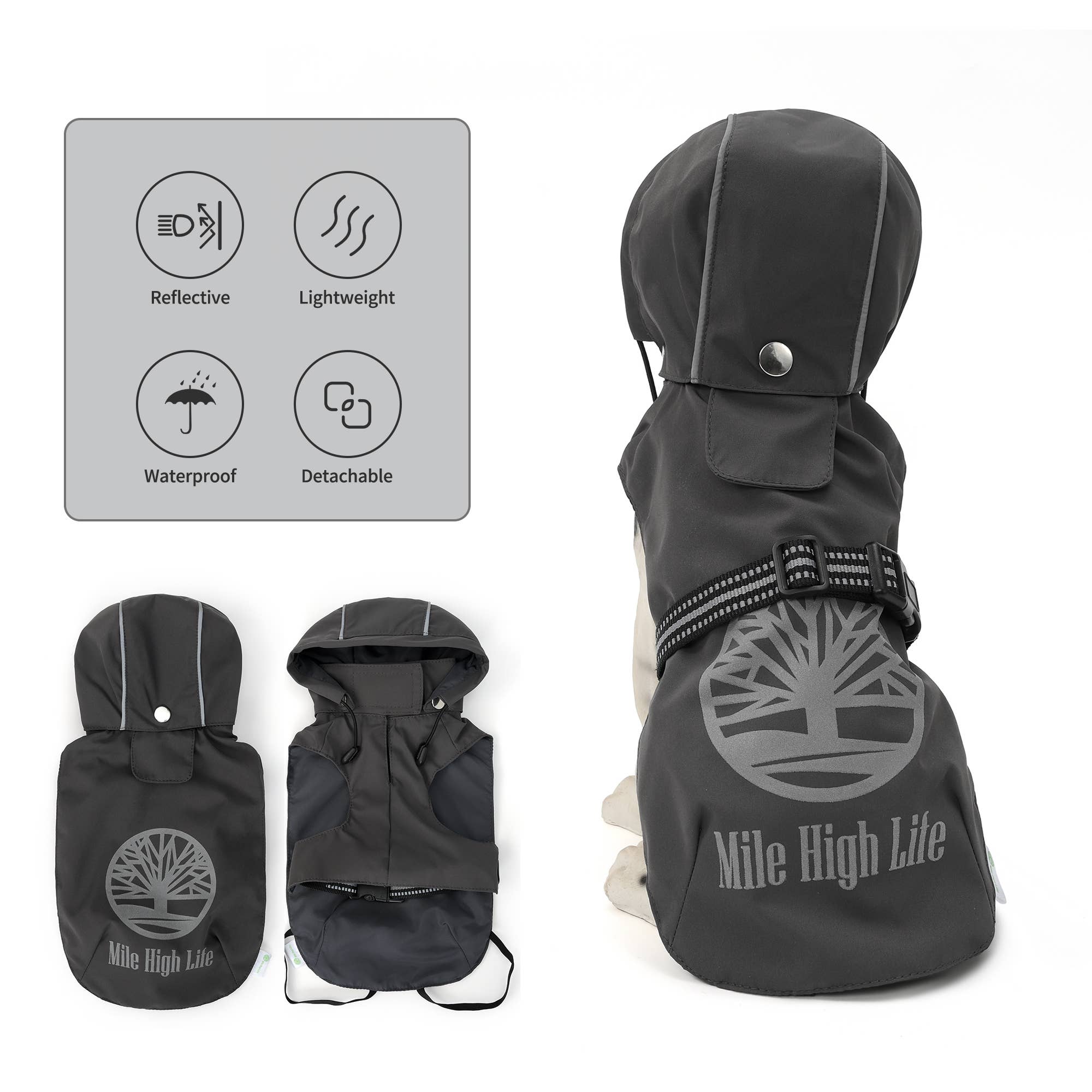 Adjustable Waterproof Dog Raincoat include a Detachable Hat