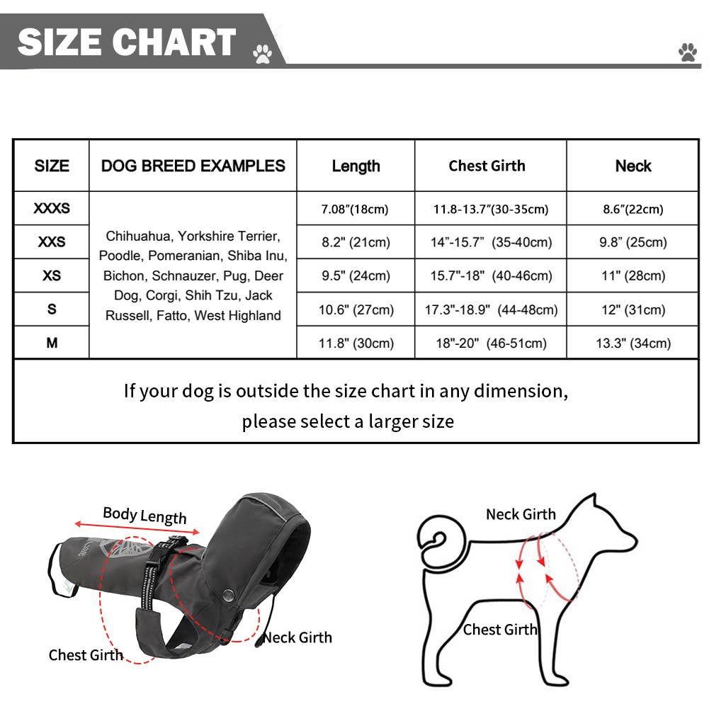 Adjustable Waterproof Dog Raincoat include a Detachable Hat