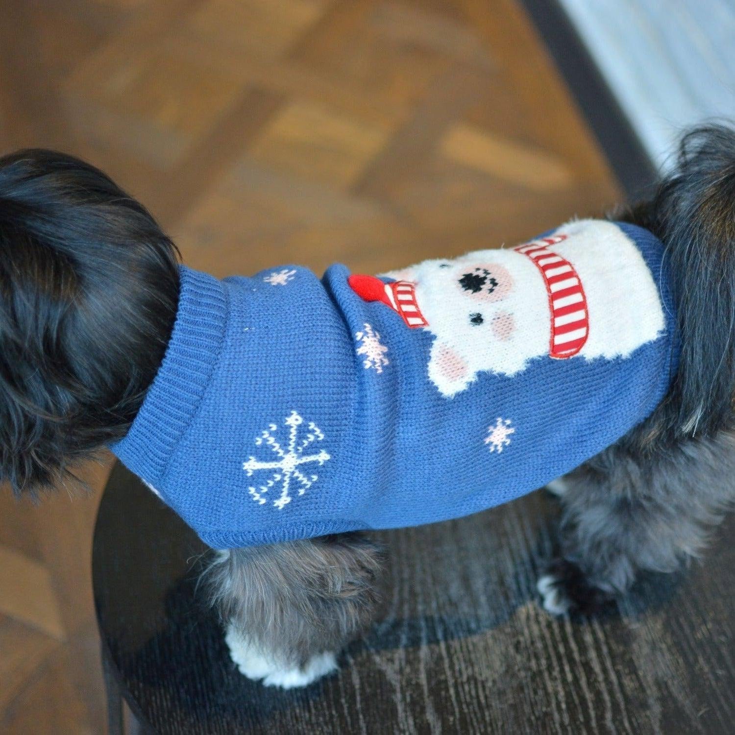 Snowman Dog Jumper Sweater Blue