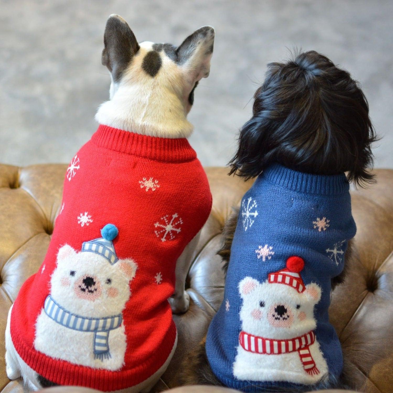 Snowman Dog Jumper Sweater Blue