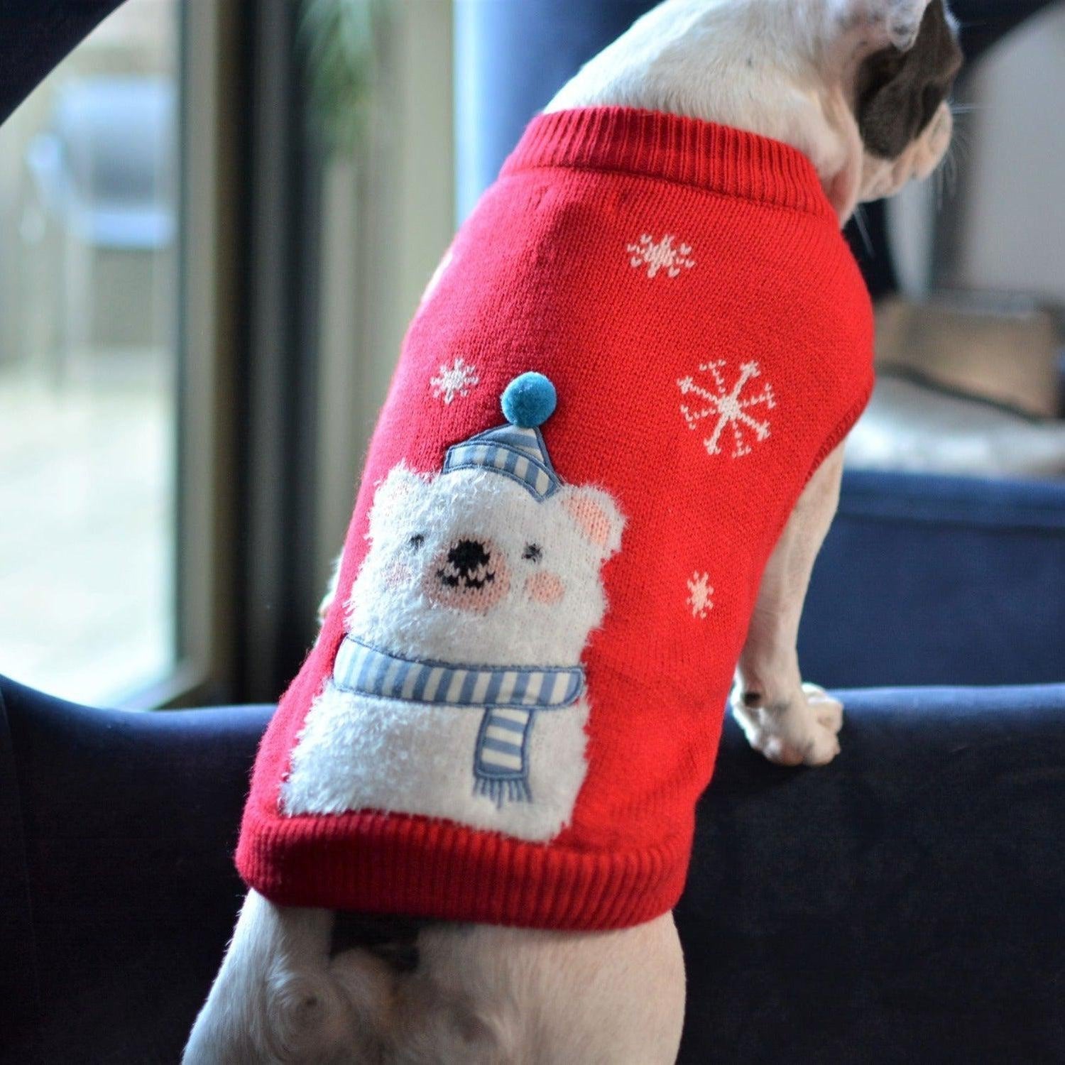 Snowman Dog Jumper Sweater Red