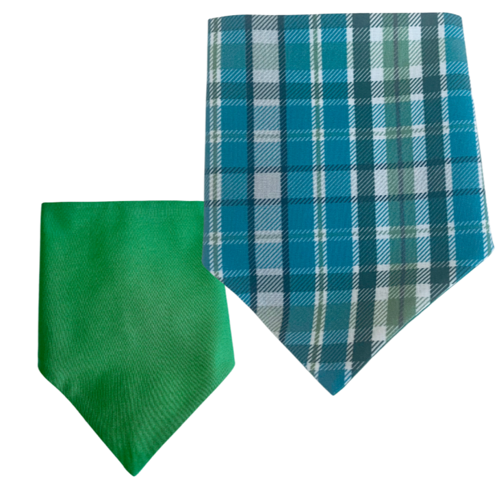 The Bertie Dog Bandana - Autumn Blue Green Plaid Dog Bandana
