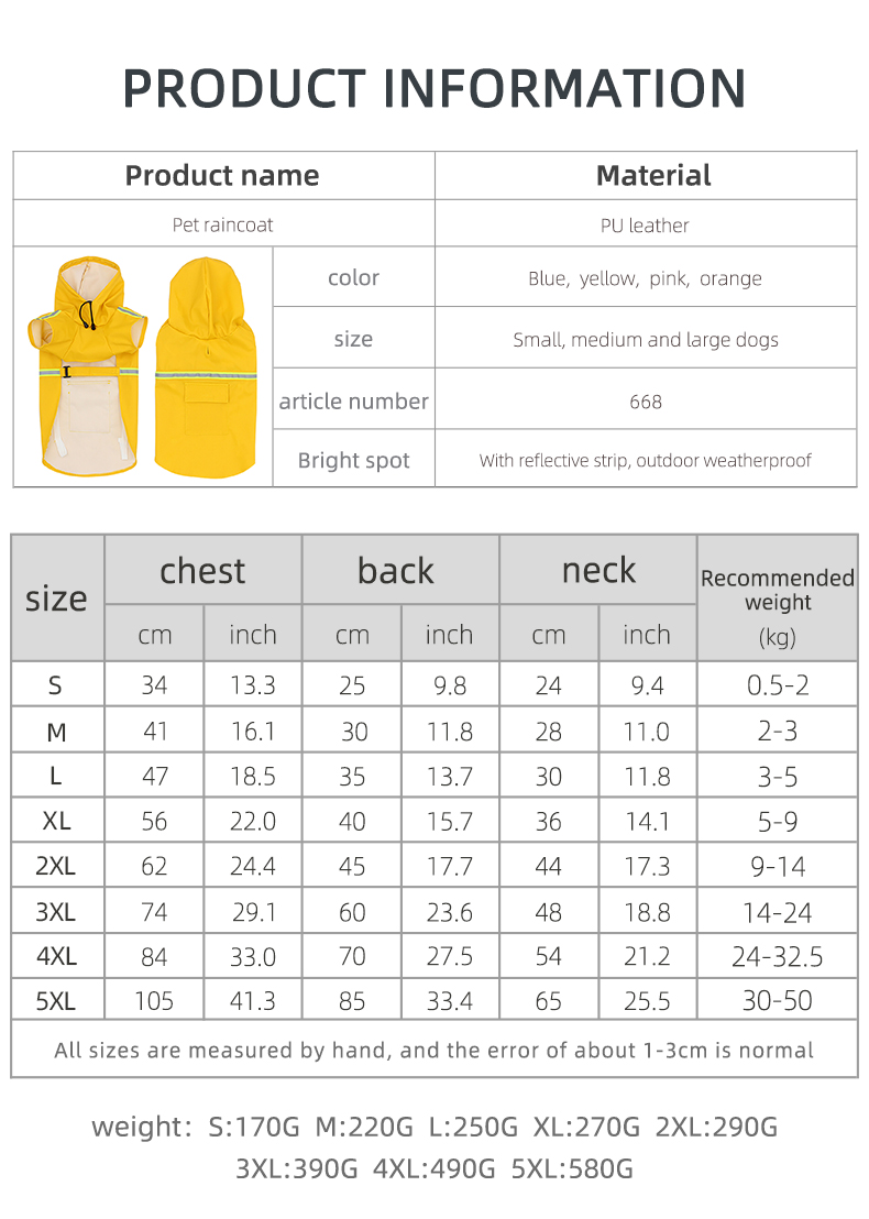 Tractable Outdoor Dog Rainproof Clothing