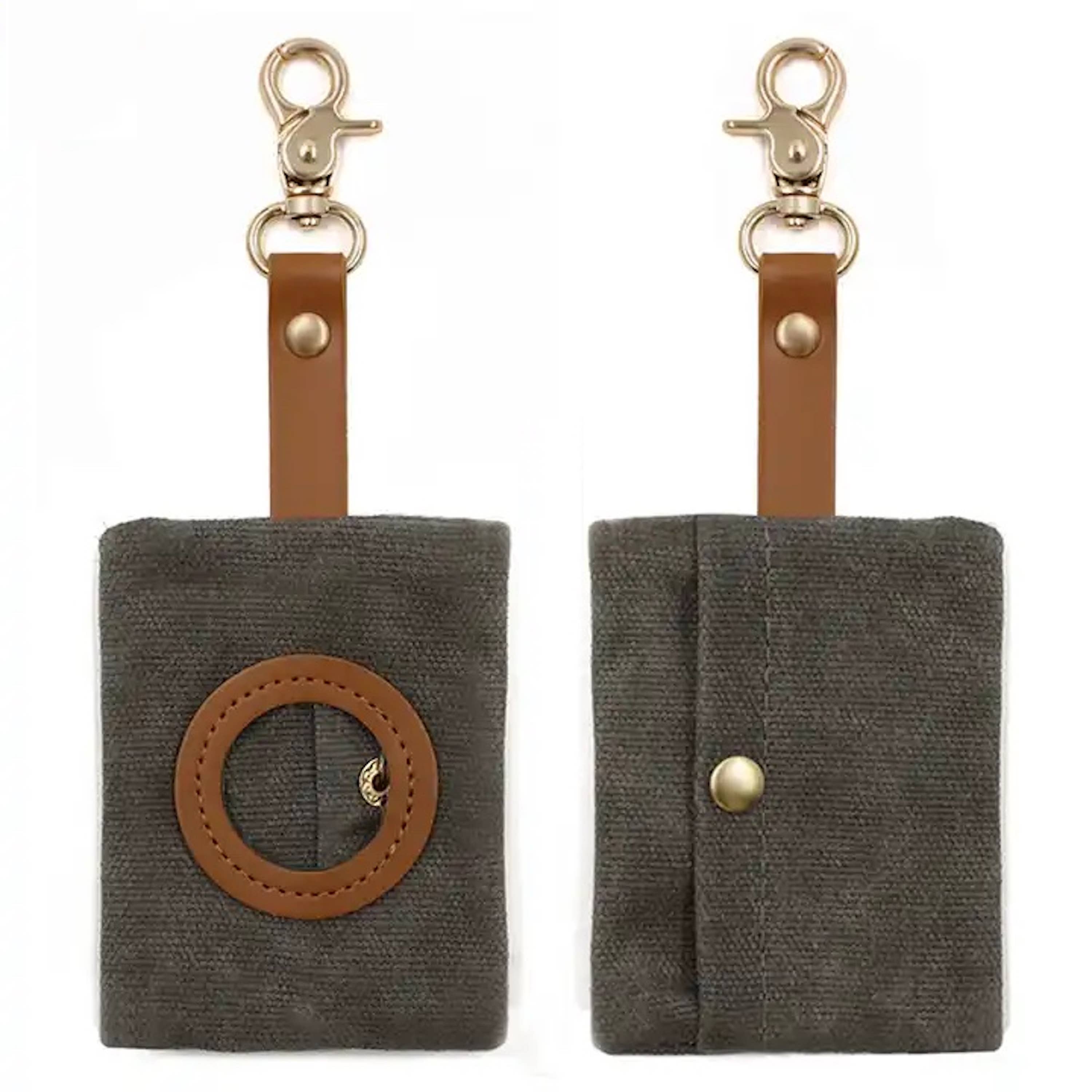 Waxed Canvas Poop Bag Holder - Grey