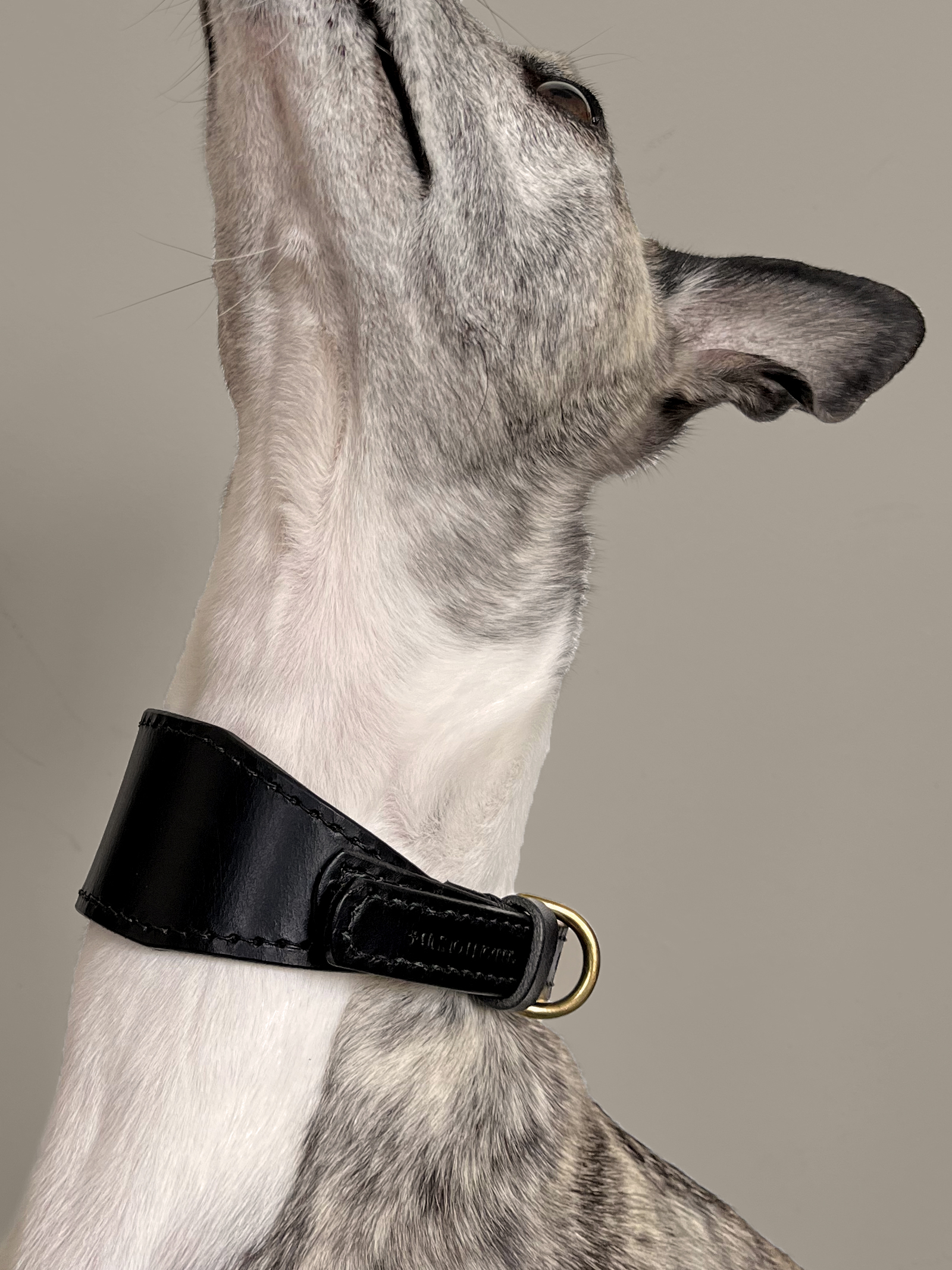Black Leather 'Artisan 03' Sighthound collar