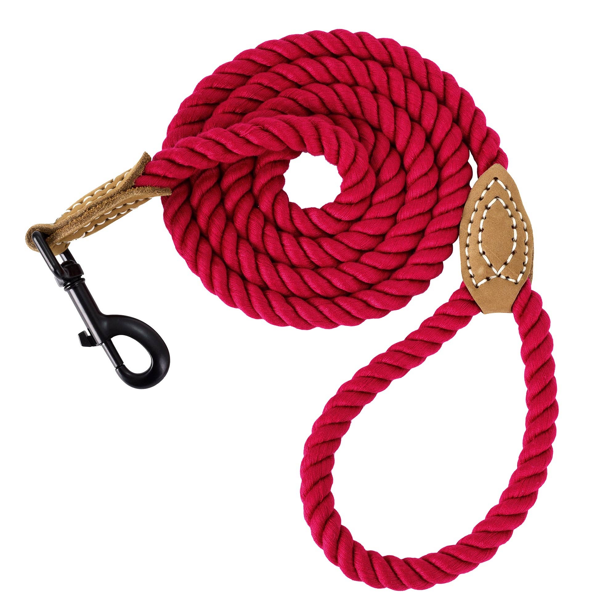 Braided Cotton Rope Leash with Leather Tip