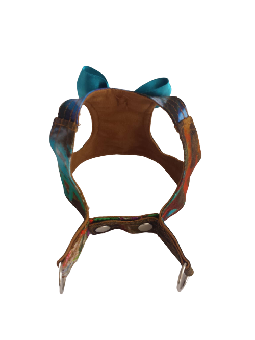 Brown and Blue Bow Harness