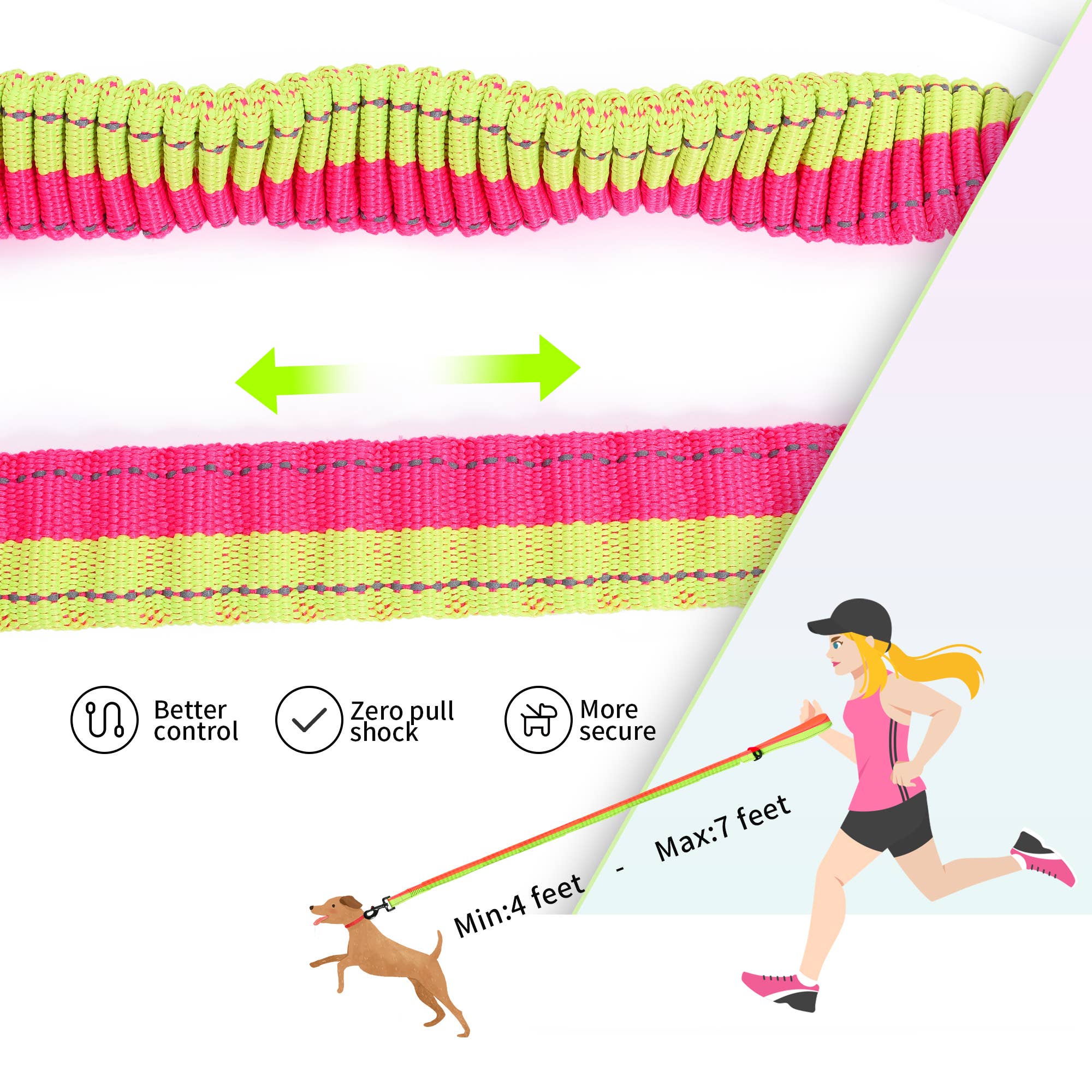 Bungee Gentle Pull Training Dog Lead Soft Comfort Texture