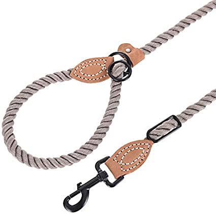 Dog Rope Leash with Genuine Leather Tailored Connection