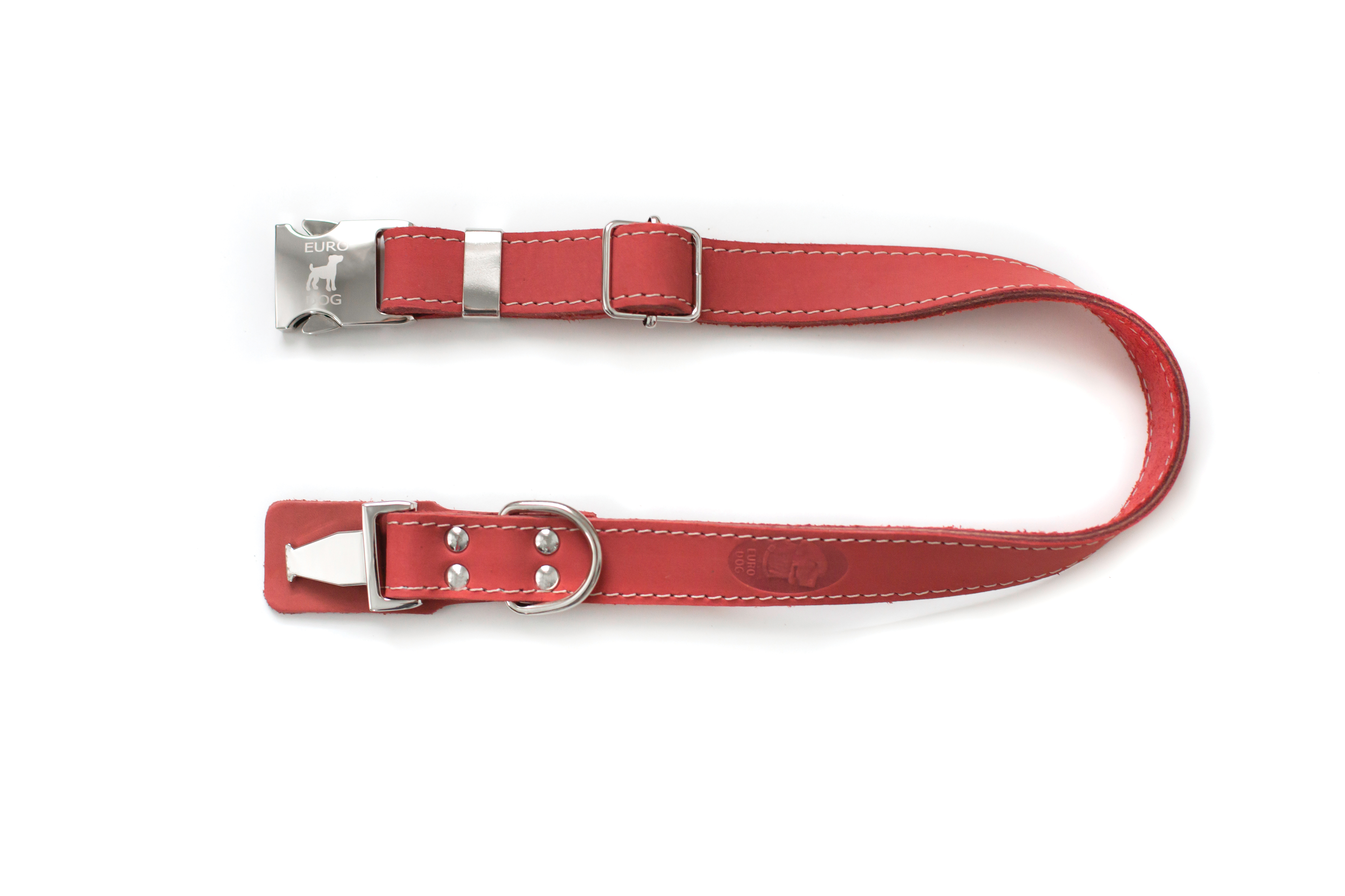 Euro-Dog Coral Soft Leather Quick-Release Dog Collar