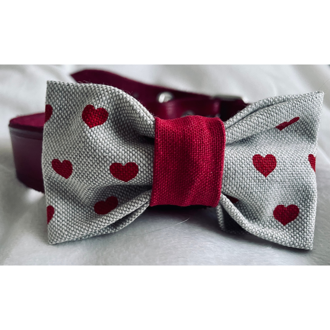 Hearts Forever Red Dog Collar Bow Tie - Valentines