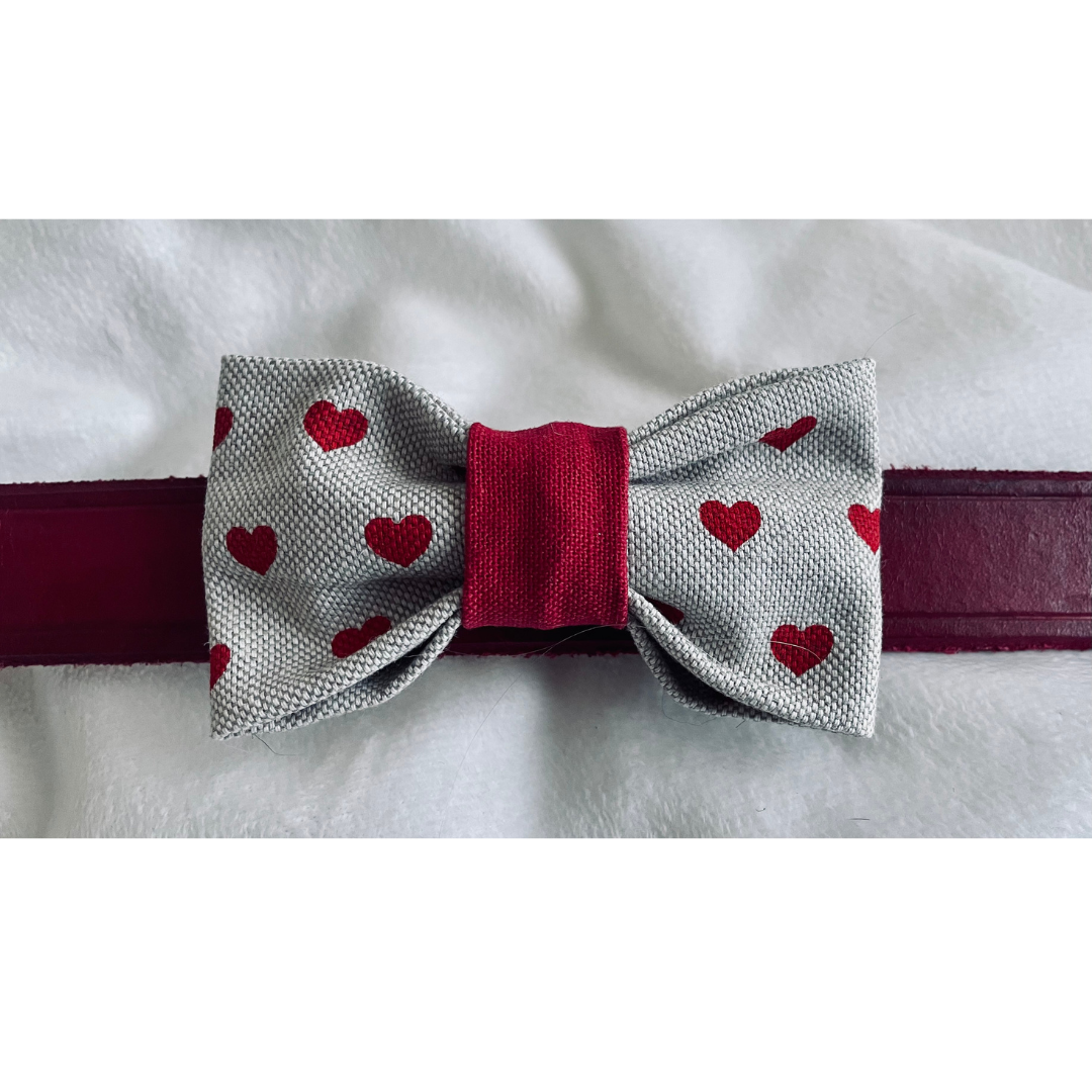 Hearts Forever Red Dog Collar Bow Tie - Valentines