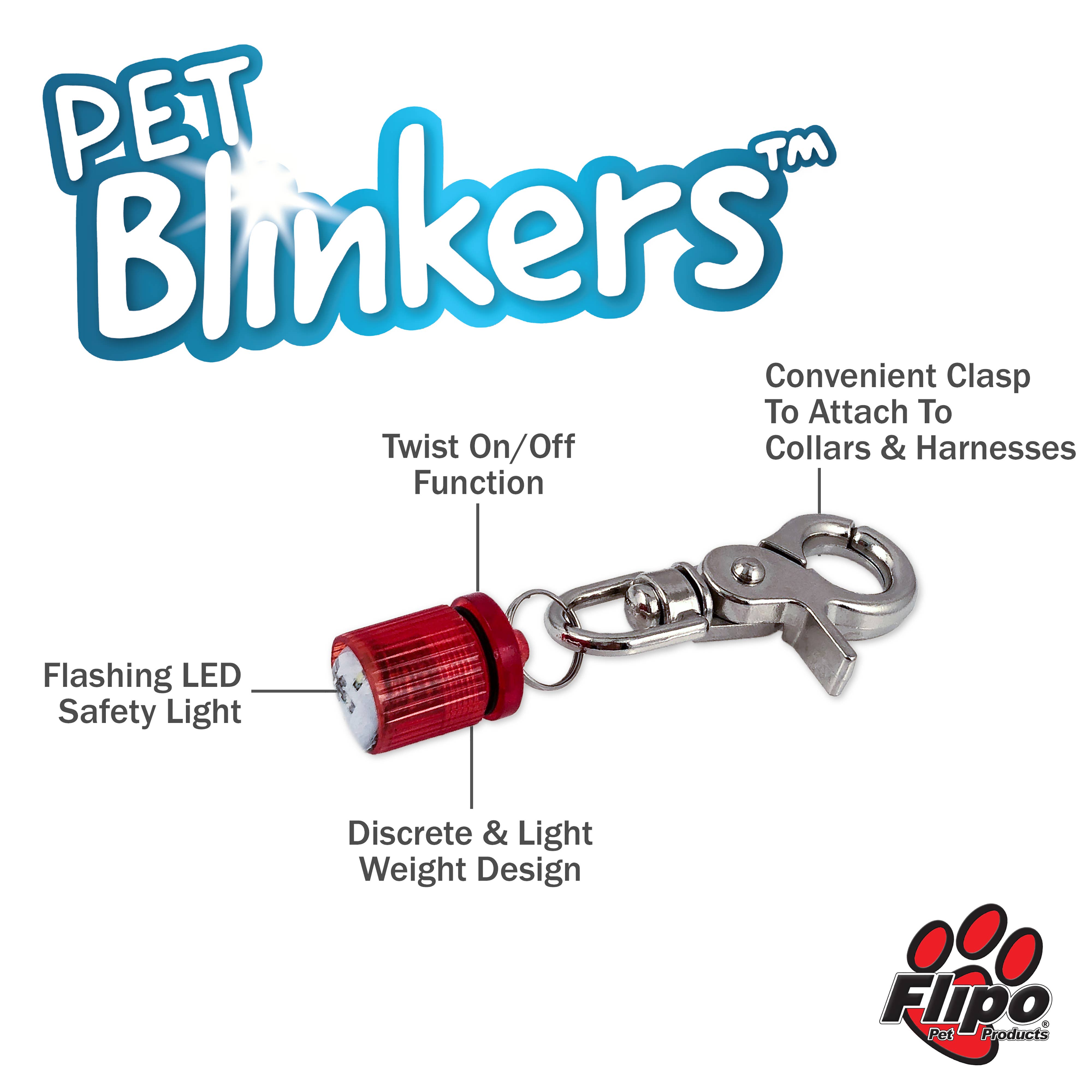 Pet Blinkers™ Flashing LED Pet Safety Light