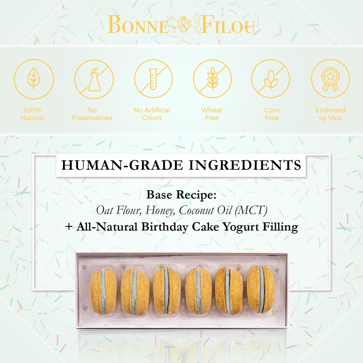Birthday Cake Dog Macarons - 3 Count