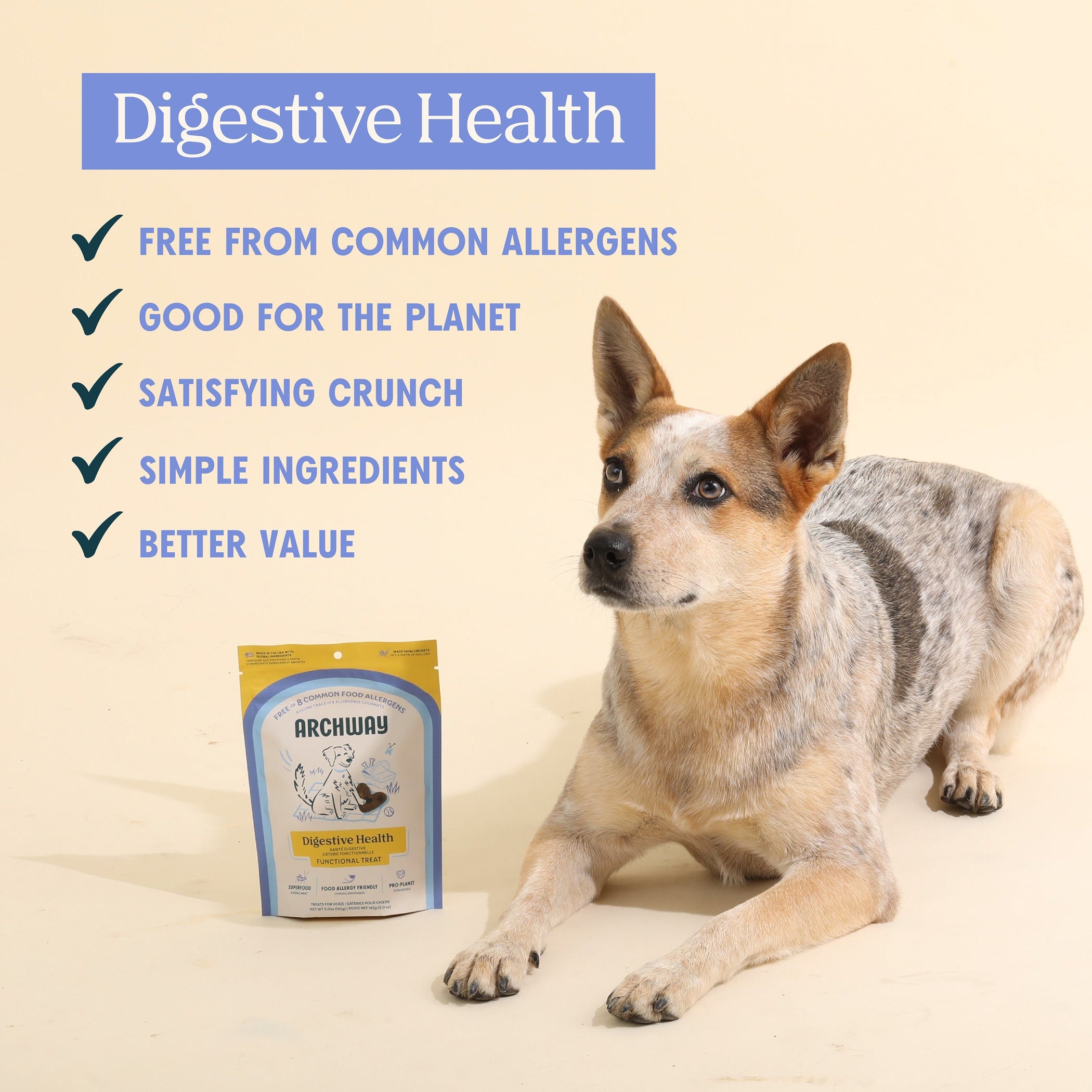 Digestive Health Dog Treats for Sensitive Stomachs with Cricket Protein