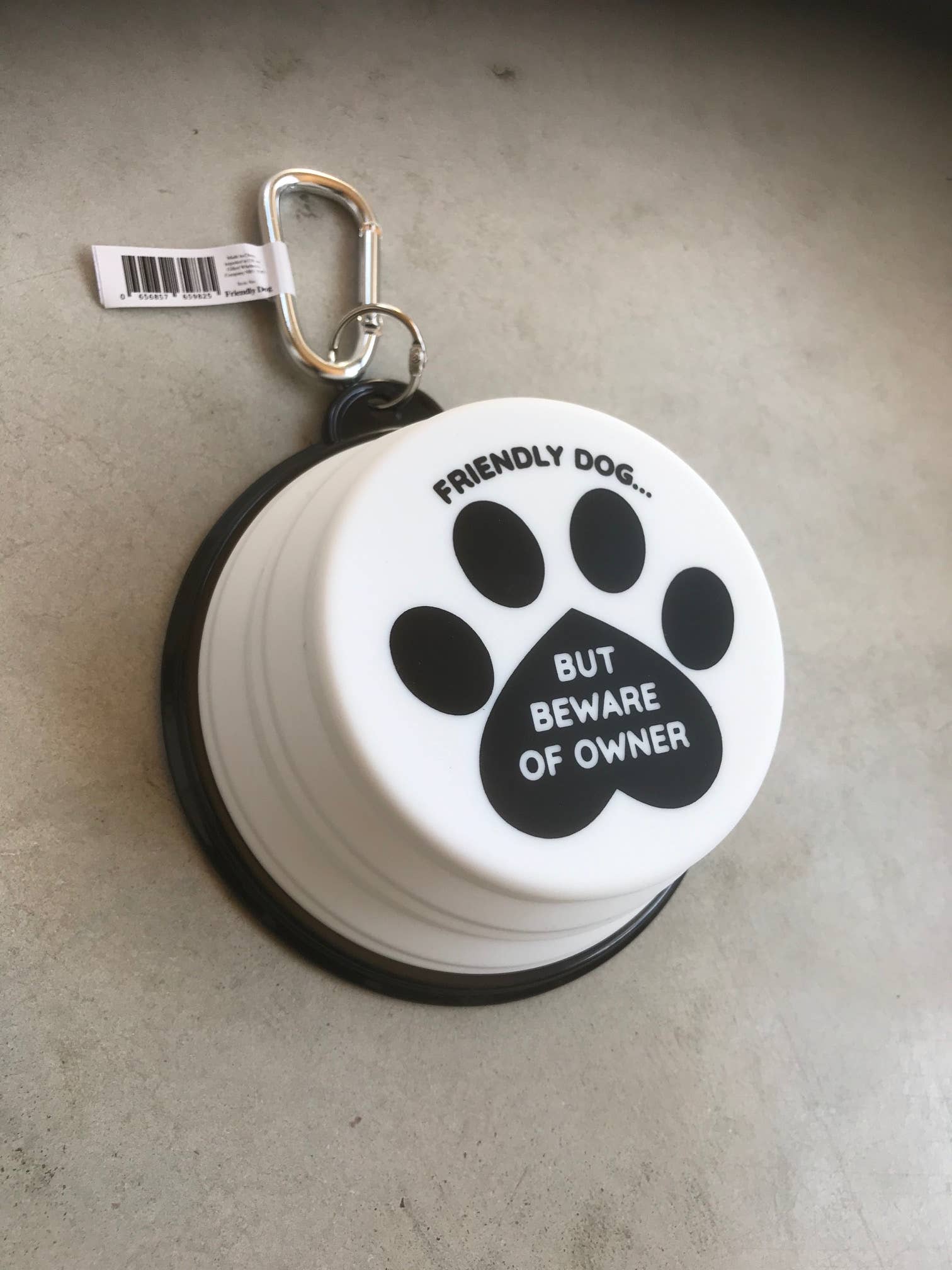 Friendly Dog, Beware Of Owner Travel Pet Bowl