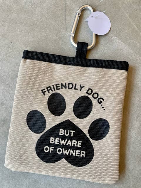 Friendly Dog, Beware Of Owner Travel Pet Bowl