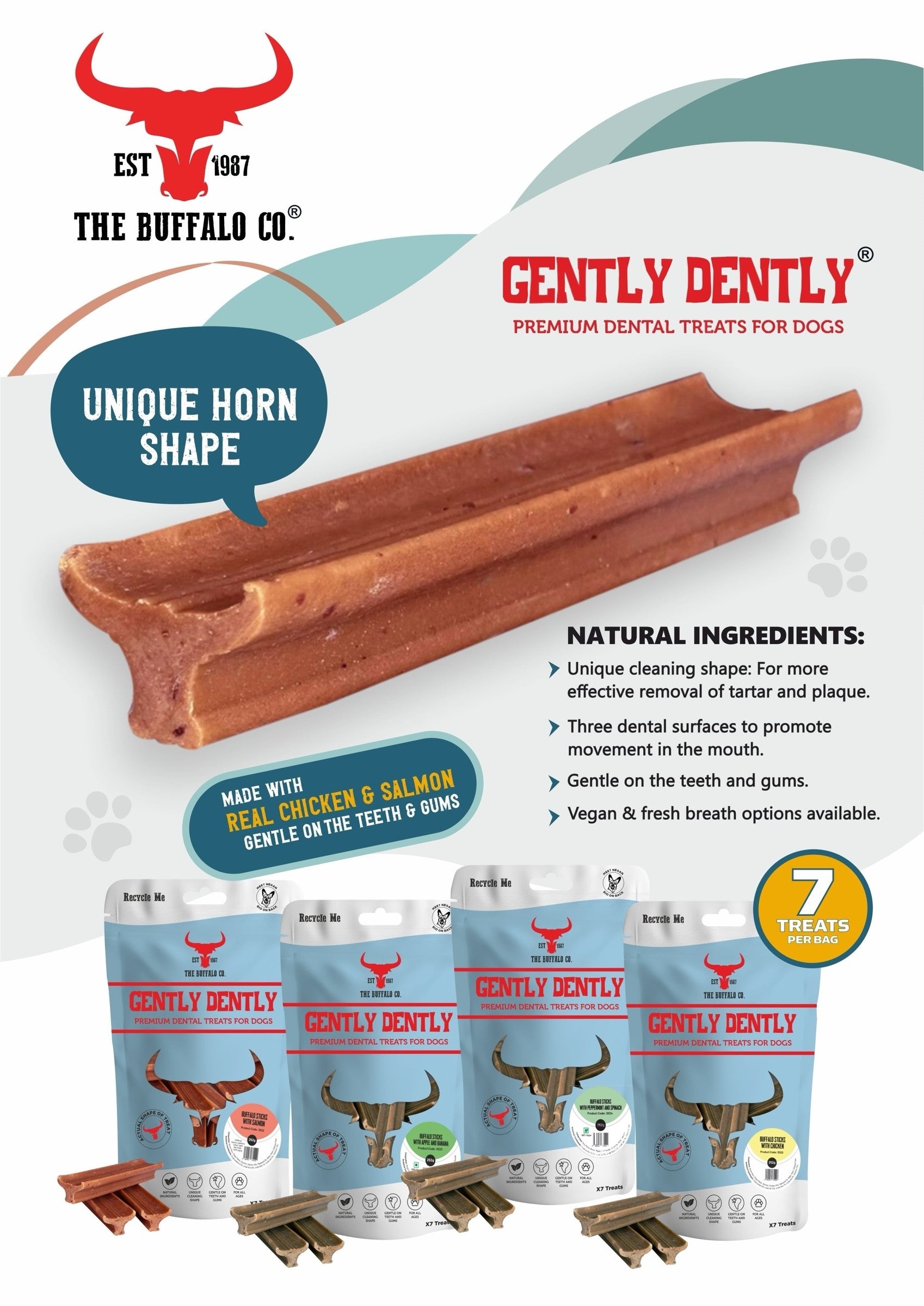 Gently Dently- Fresh Breath Mint Dental Treats for Dogs 175g