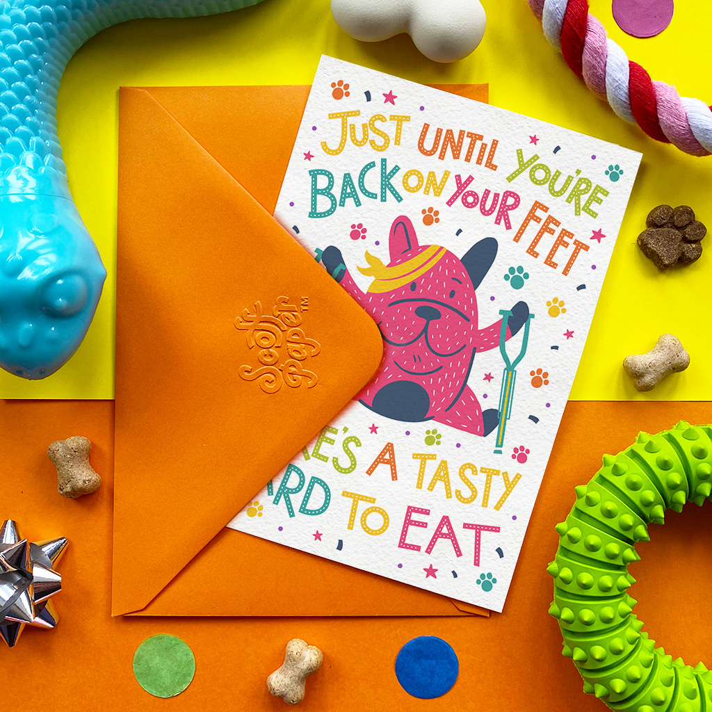 Get Well Soon Edible Card for Dogs Back on your feet - Bacon flavour