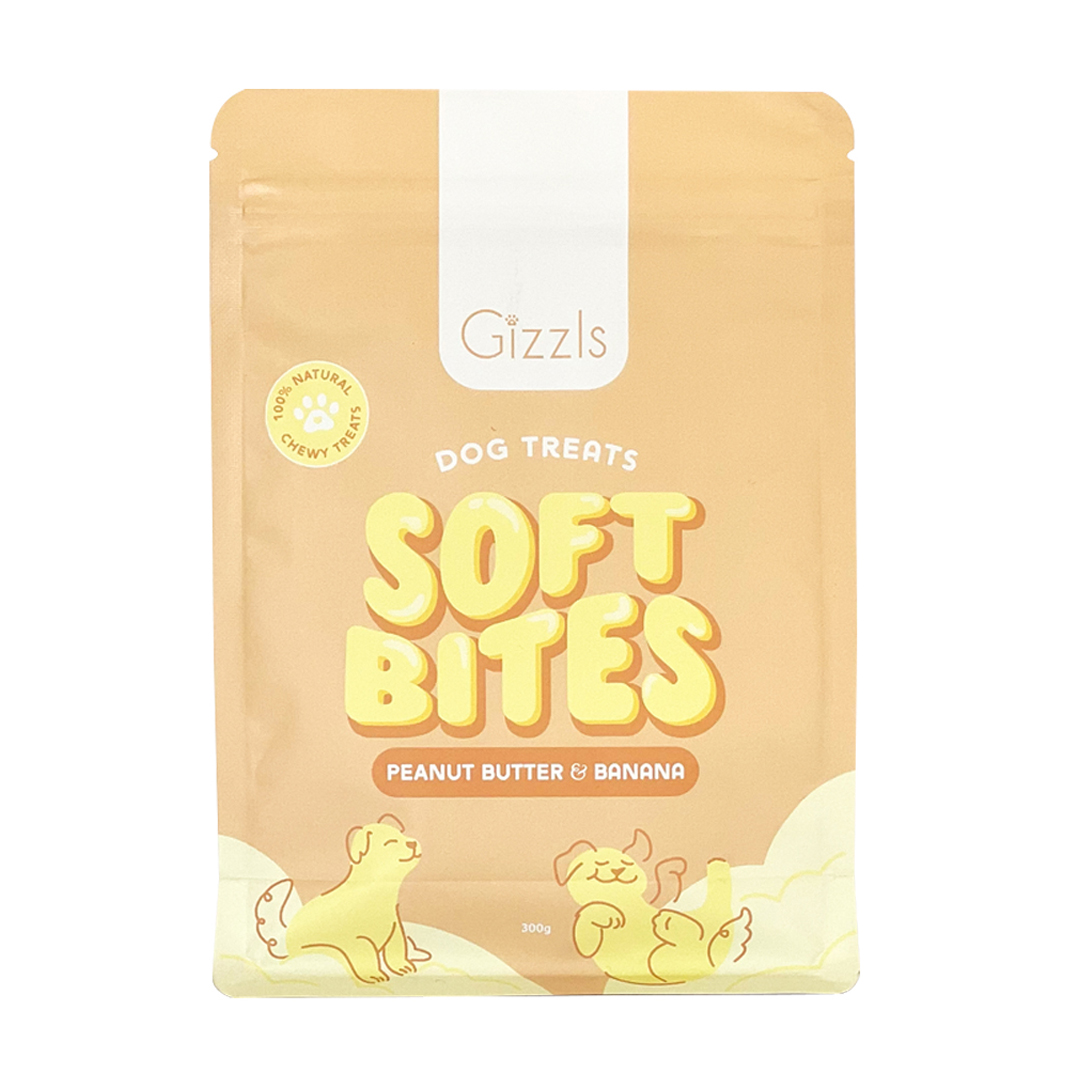 Gizzls Peanut Butter & Banana Chewy Dog Treats – 300g