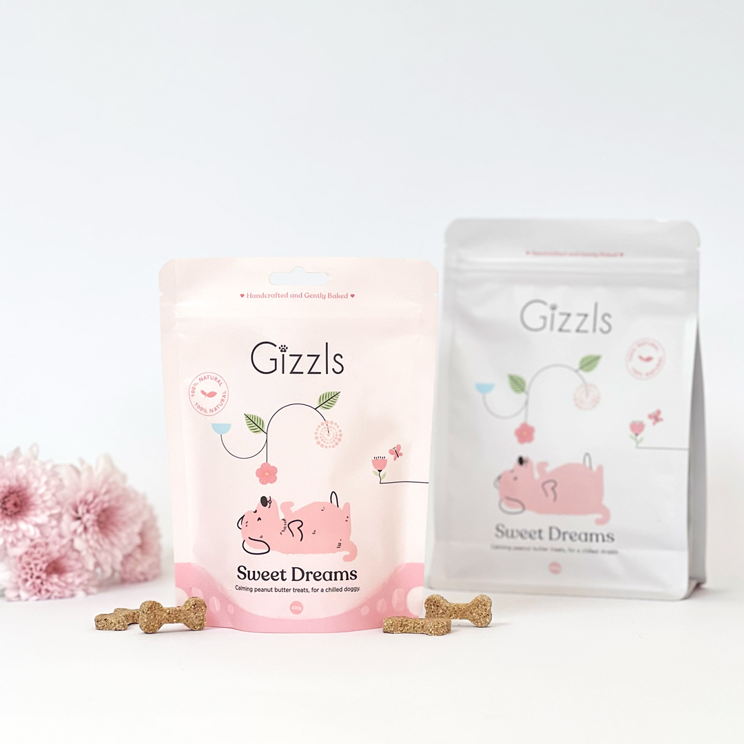 Gizzls Peanut Butter & Chamomile Dog Treats – 100g