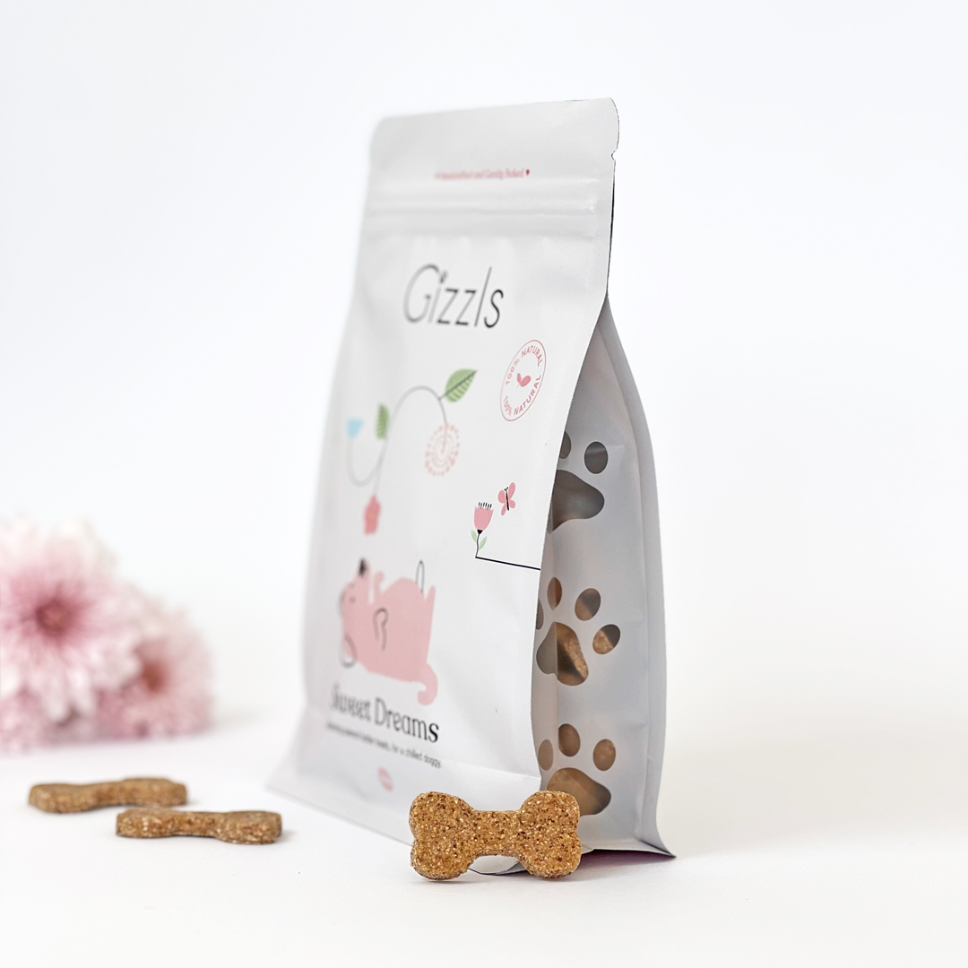 Gizzls Peanut Butter & Chamomile Dog Treats – 200g