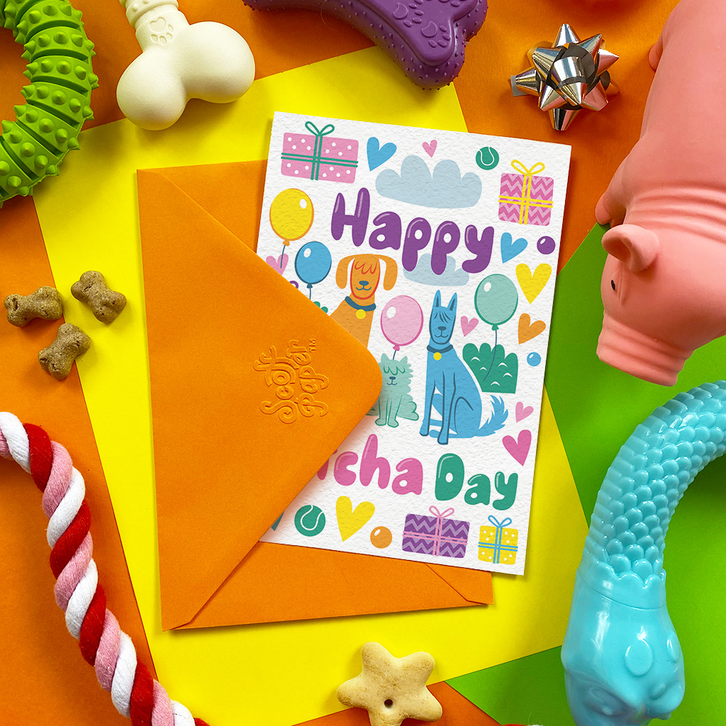 Gotcha Day Edible Card for Dogs Balloons - Chicken flavour - by Scoff Paper