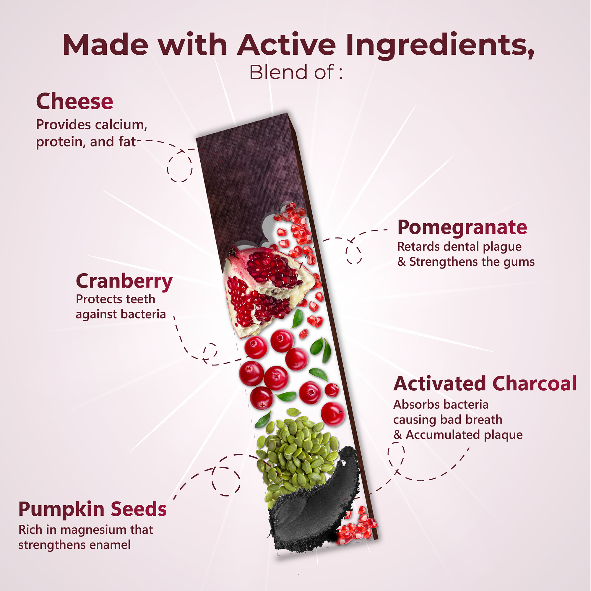 Pawfect Dentamust Himalayan Cheese Chew with Cranberry & Pomegranate for Dogs|Long lasting dental chews with Superfoods |All Natural, High protein|Grain-free | Pack of 1 for Large Dogs (140g/4.94oz)