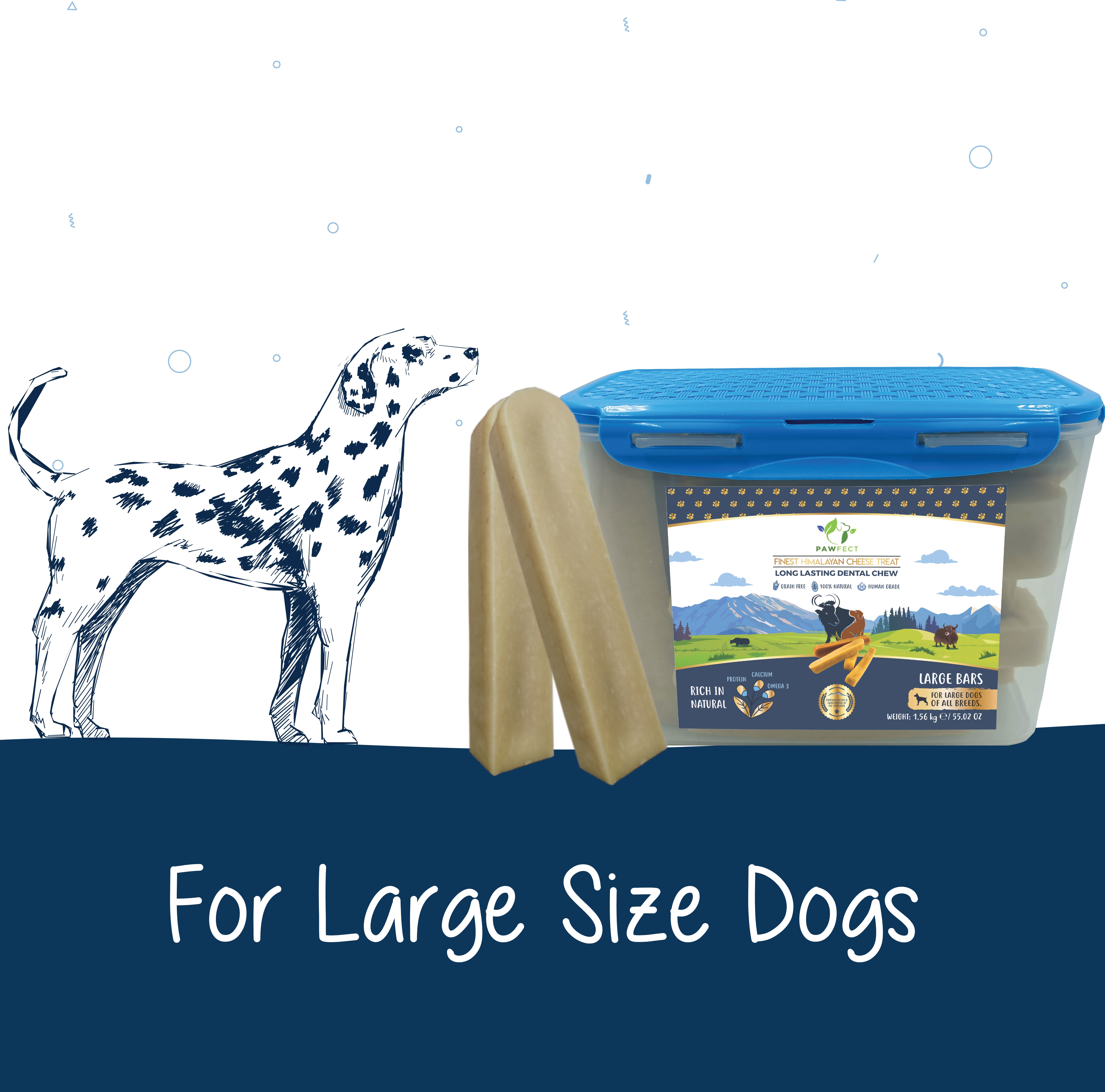 Pawfect Himalayan Cheese Chews for Dogs | 100% Natural Dental Stick | Long lasting healthy chew | Rich in Protein &amp; Calcium | Grain-free| Daily dental treat| Pack of 10 for Large Dogs (1560g/55.03oz)