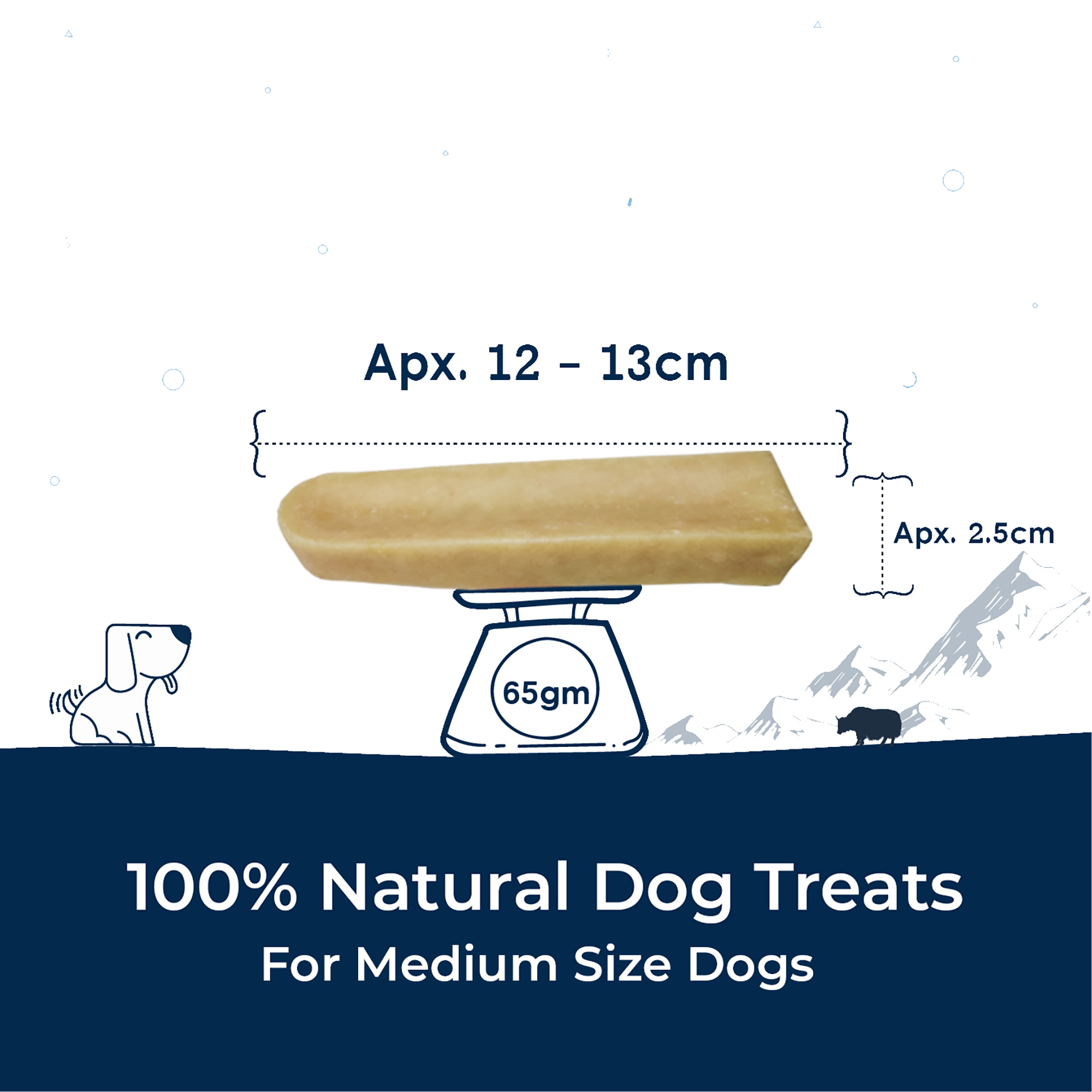Pawfect Himalayan Cheese Chews for Dogs | 100% Natural Dental Stick | Long lasting healthy chew | Rich in Protein &amp; Calcium | Grain-free| Daily dental treat| Pack of 20 for Medium Dogs (1300g/45.86oz)