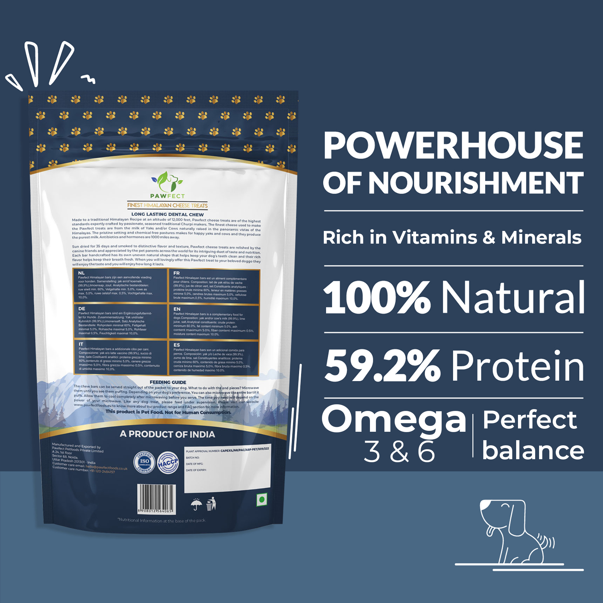 Pawfect Himalayan Cheese Chews for Dogs | 100% Natural Dental Stick | Long lasting healthy chew | Rich in Protein &amp; Calcium | Grain-free| Daily dental treat| Pack of 3 for Small Dogs (100g/3.53oz)