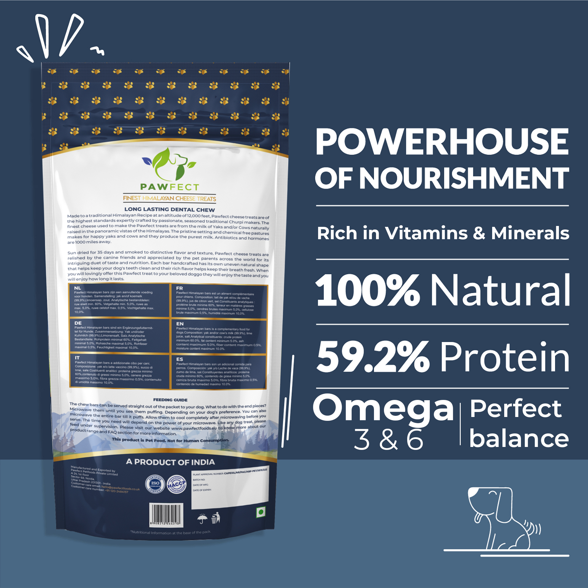 Pawfect Himalayan Cheese Chews for Dogs | 100% Natural Dental Stick | Long lasting healthy chews | Rich in Protein &amp; Calcium | Grain-free| Daily dental treat| Pack of 1 for Large Dogs (140g/4.94oz)