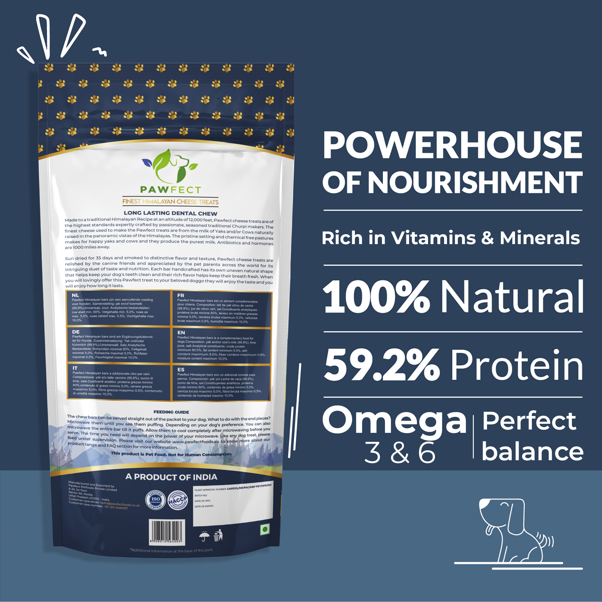 Pawfect Himalayan Cheese Chews for Dogs | 100% Natural | Long lasting Dental Stick | Rich in Protein &amp; Calcium | Grain-free| Daily dental treat| Pack of 1 for Extra Large Dogs (180g/6.35oz)