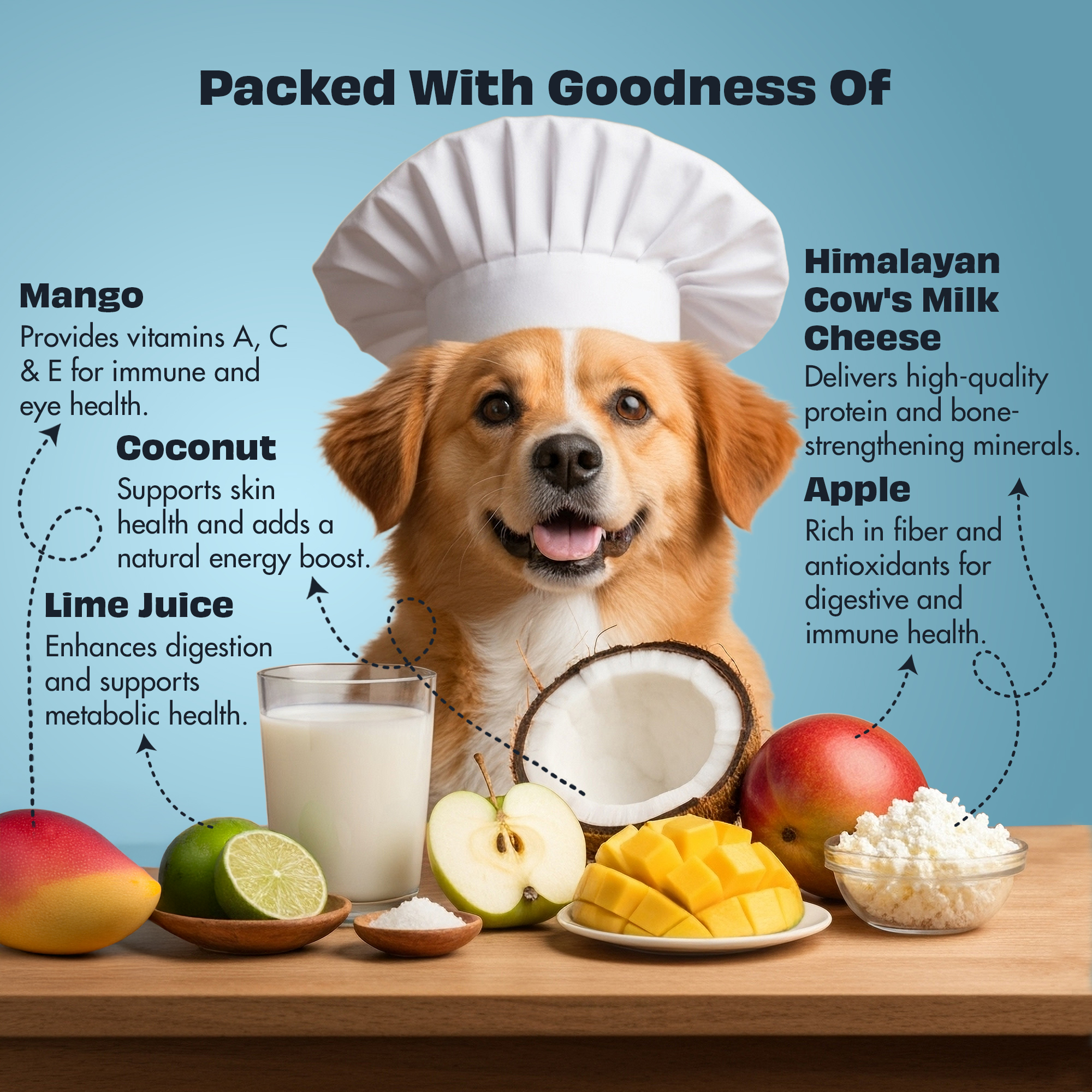 Pawfect Himalayan Cheese Chews with Apple, Mango &amp; Coconut for Small Dogs | All Natural dental stick | Rich in Protein &amp; Calcium | Grain-free | Long-lasting chew |Pack of 10 (370g/13.05oz)