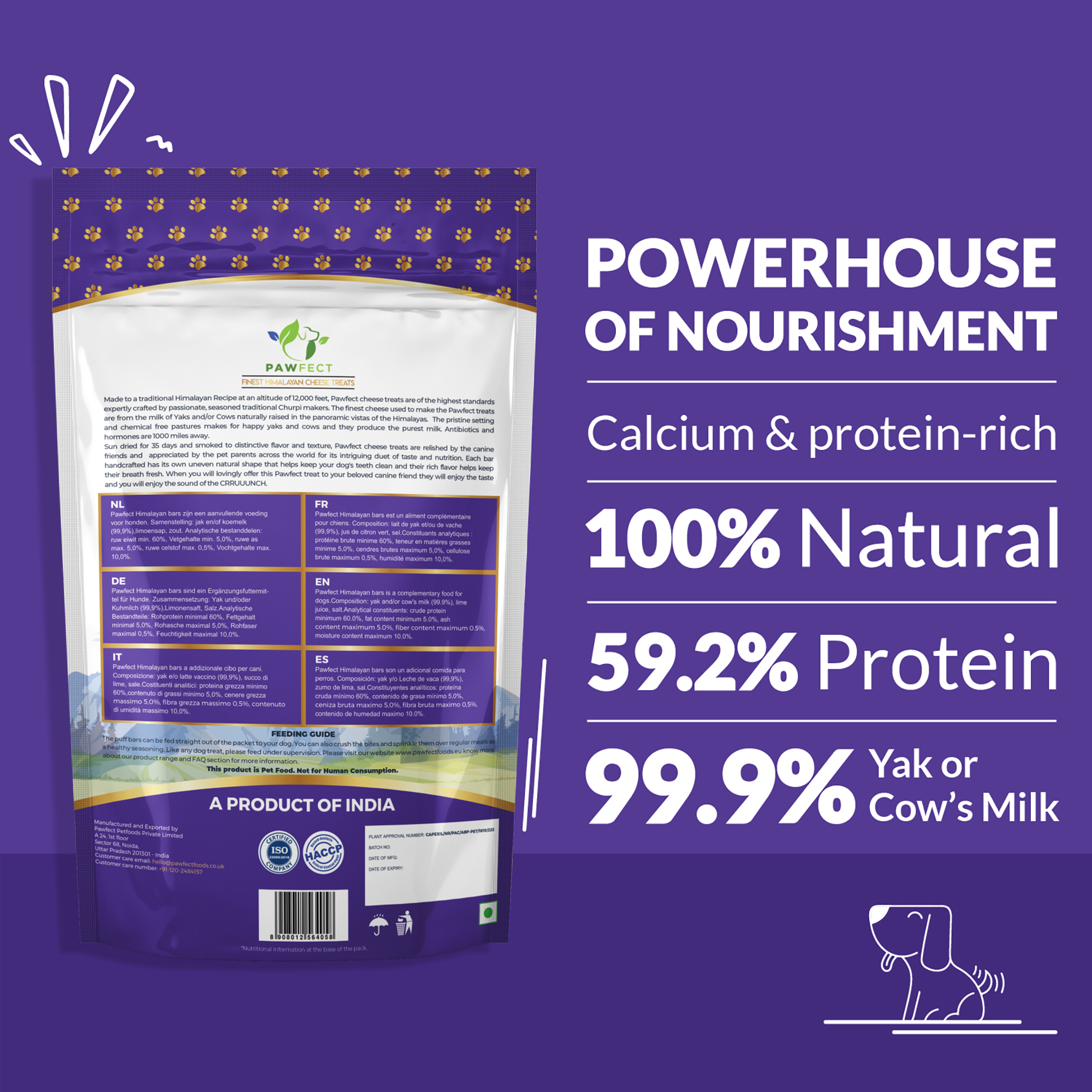 Pawfect Himalayan Cheese Puff Bites for Dogs | 100% Natural Crunchy Treat | High in protein &amp; calcium | Healthy training treat | Grain-free | Limited ingredient treats for dogs (70g/2.47oz)