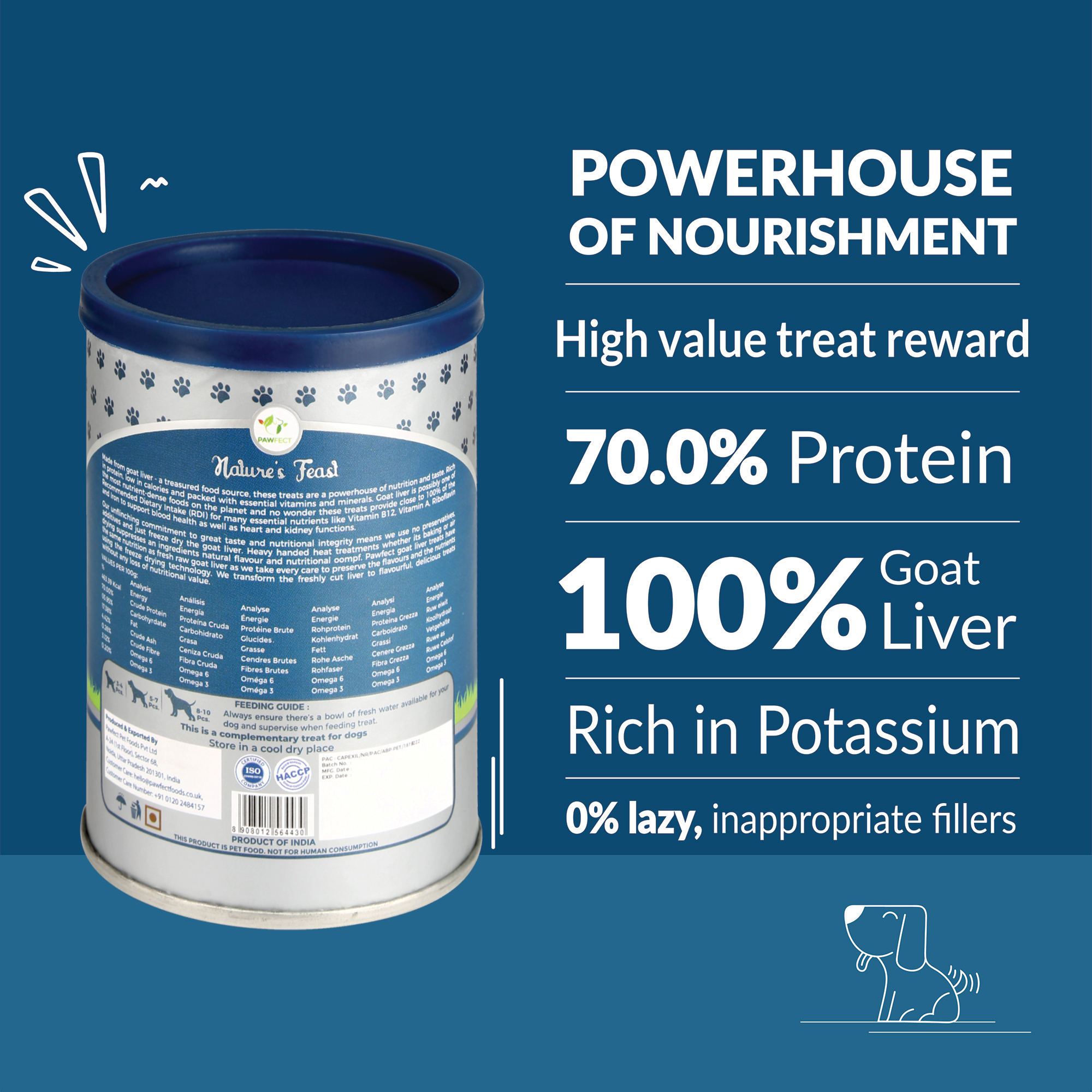 Pawfect Nature's Feast Freeze-Dried Goat Liver Treats for Dogs| 100% Natural| Hypoallergenic| Easily Digestible| Grain-Free| Multifunctional| High Protein|Low Fat Training Treats(200g/7.05oz)