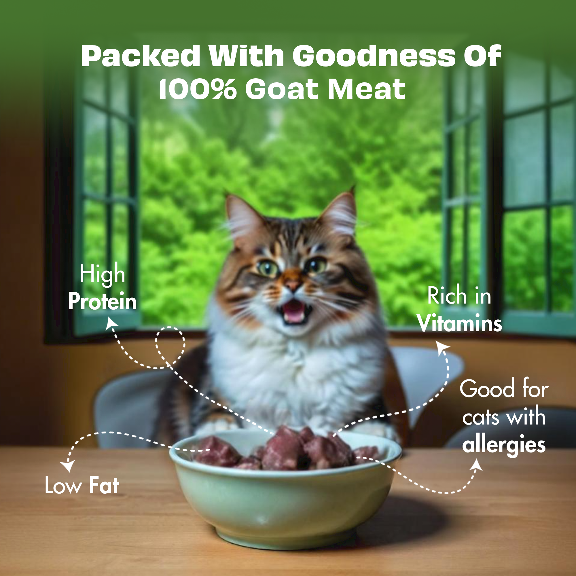 Pawfect Nature's Feast Freeze-Dried Goat Meat Treats for Cats| 100% Natural| Hypoallergenic| Easily Digestible| Grain-Free| Training Treat| High Protein| Low Fat| Single Ingredient treats(50g/1.76oz)