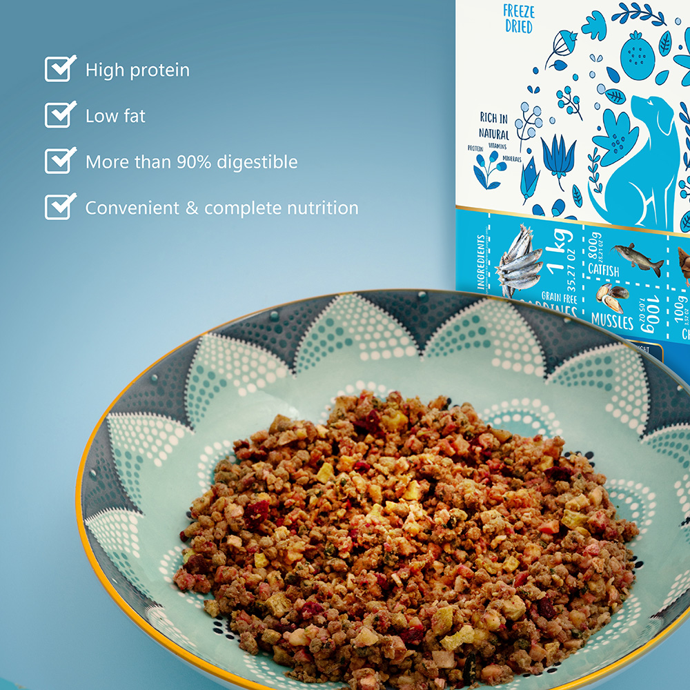 Pawfect Nature's Kitchen Freeze Dried Dog Food, Fish | Complete and Balanced Meal | All-natural | Grain Free | Healthy Topper or Treat | High Protein | Single source of protein