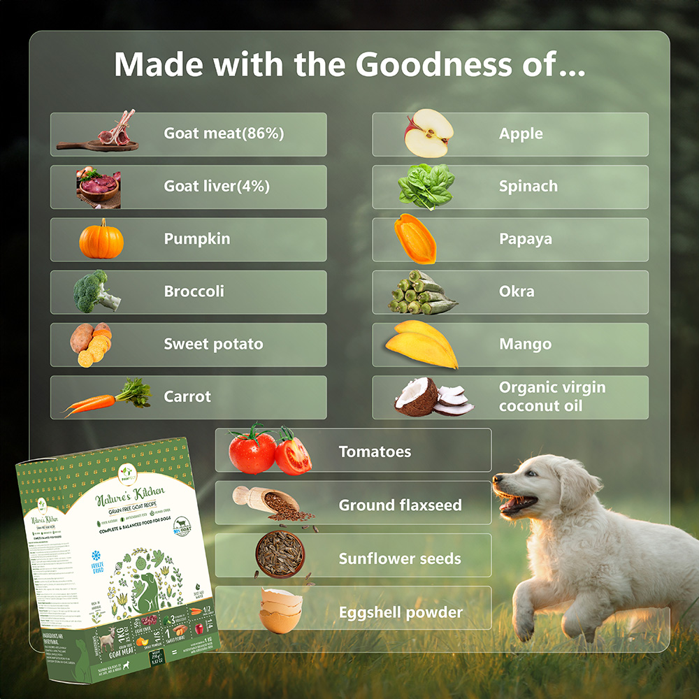 Pawfect Nature's Kitchen Freeze Dried Dog Food, Goat | Complete and Balanced Meal | All-Natural | Grain Free | Healthy Topper or Treat | High Protein | Single source of protein