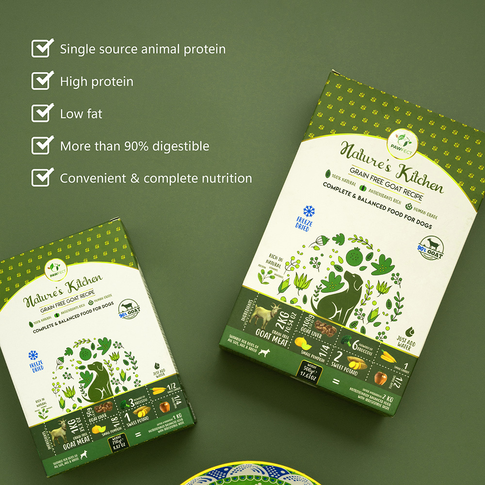 Pawfect Nature's Kitchen Freeze Dried Dog Food, Goat | Complete and Balanced Meal | All-Natural | Grain Free | Healthy Topper or Treat | High Protein | Single source of protein