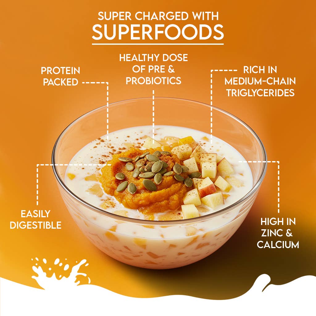 Pawfect Nature's Sip Goat Milk Powder with Pumpkin, Apple, Cinnamon &amp; Pumpkin Seeds| Easily Digestible| Pre &amp; Probiotics| Healthy Topper| Hydration Support