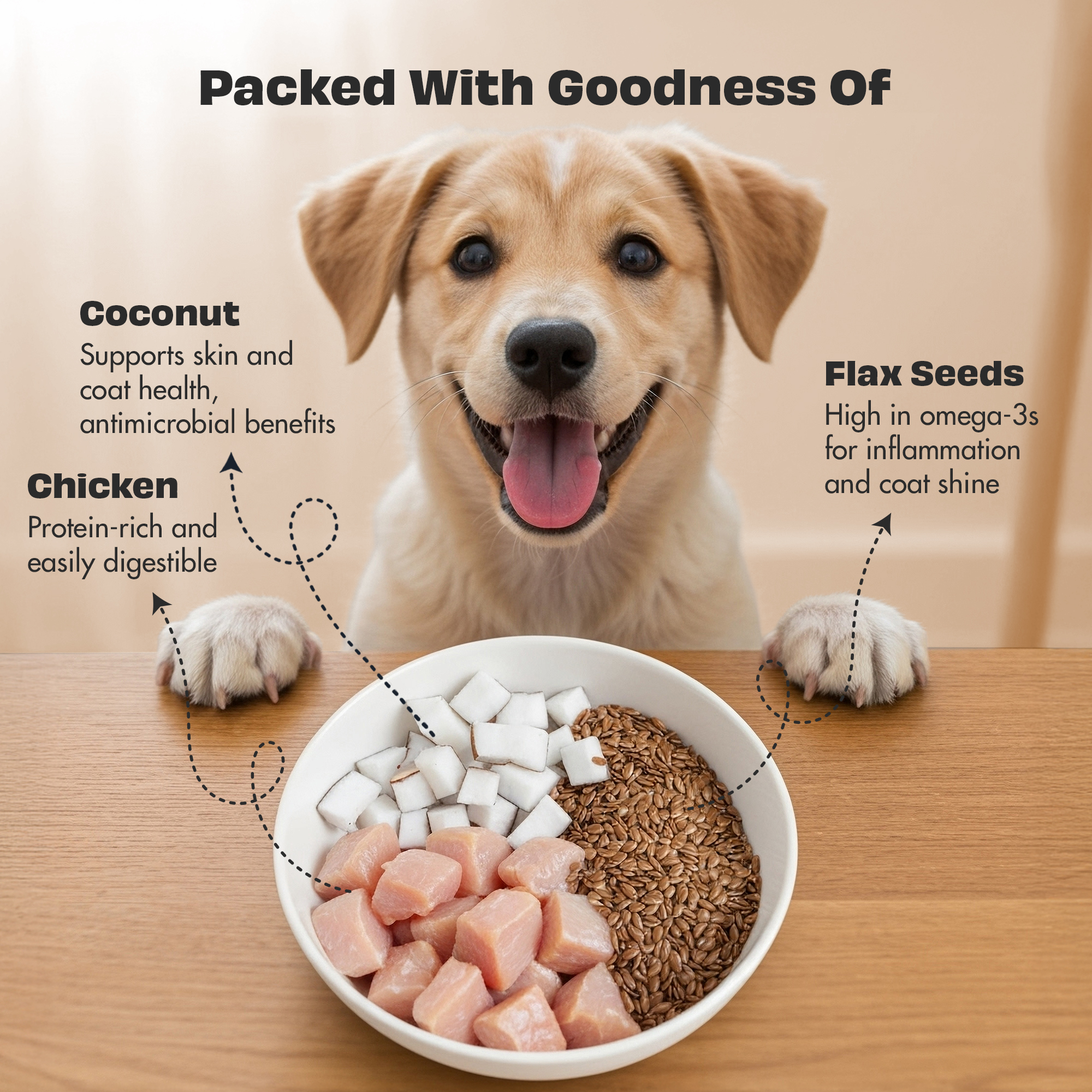 Pawfect Woofur Chicken &amp; Coconut Jerky Treats for Dogs | Air-Dried | All-Natural | Grain-Free | Supports Skin &amp; Coat Health | Training Rewards (50g/1.76oz)