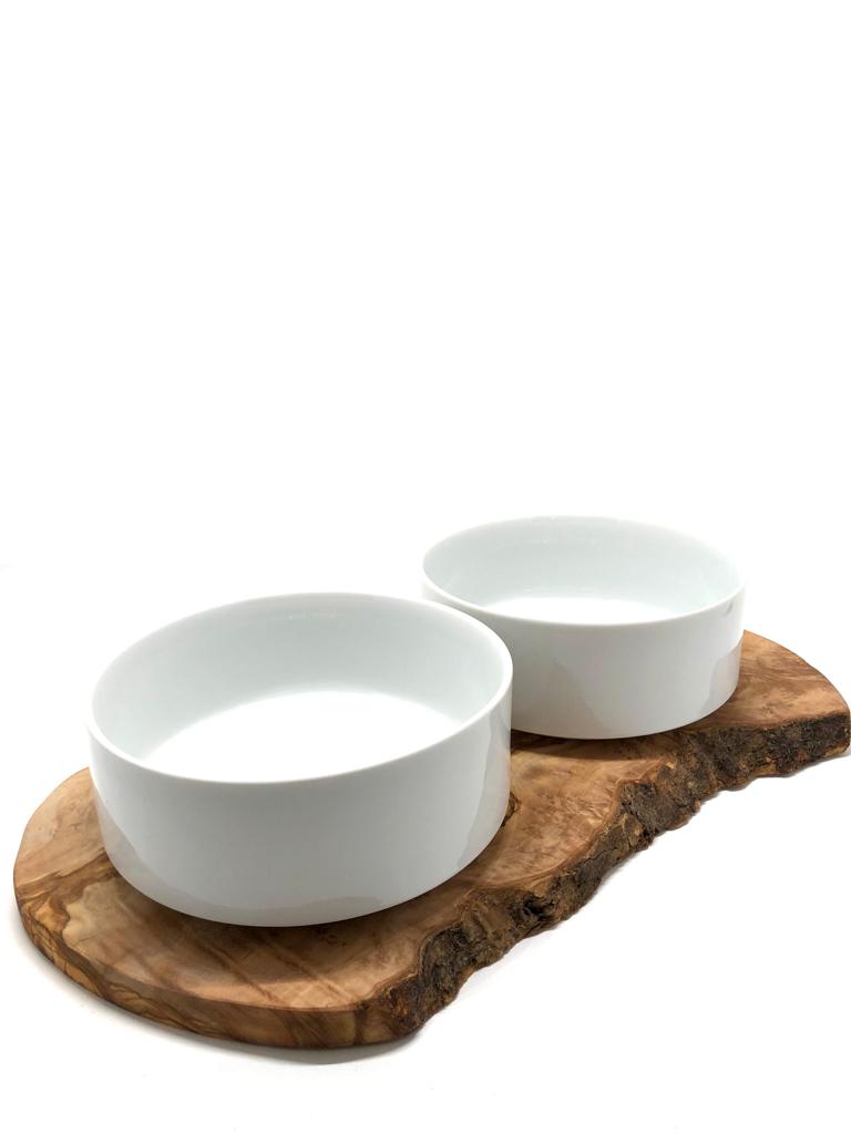 RUSTY feeding station (2 x 1.5 liter porcelain bowl) for food & water