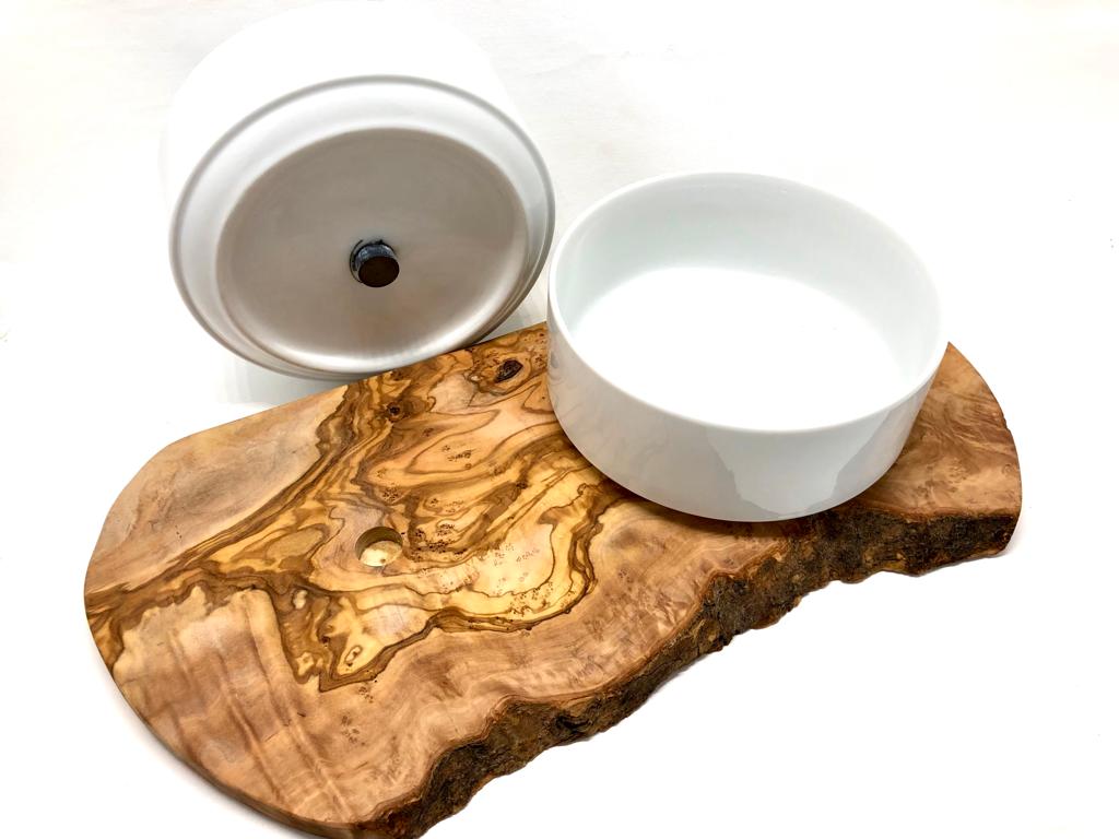 RUSTY feeding station (2 x 1.5 liter porcelain bowl) for food & water