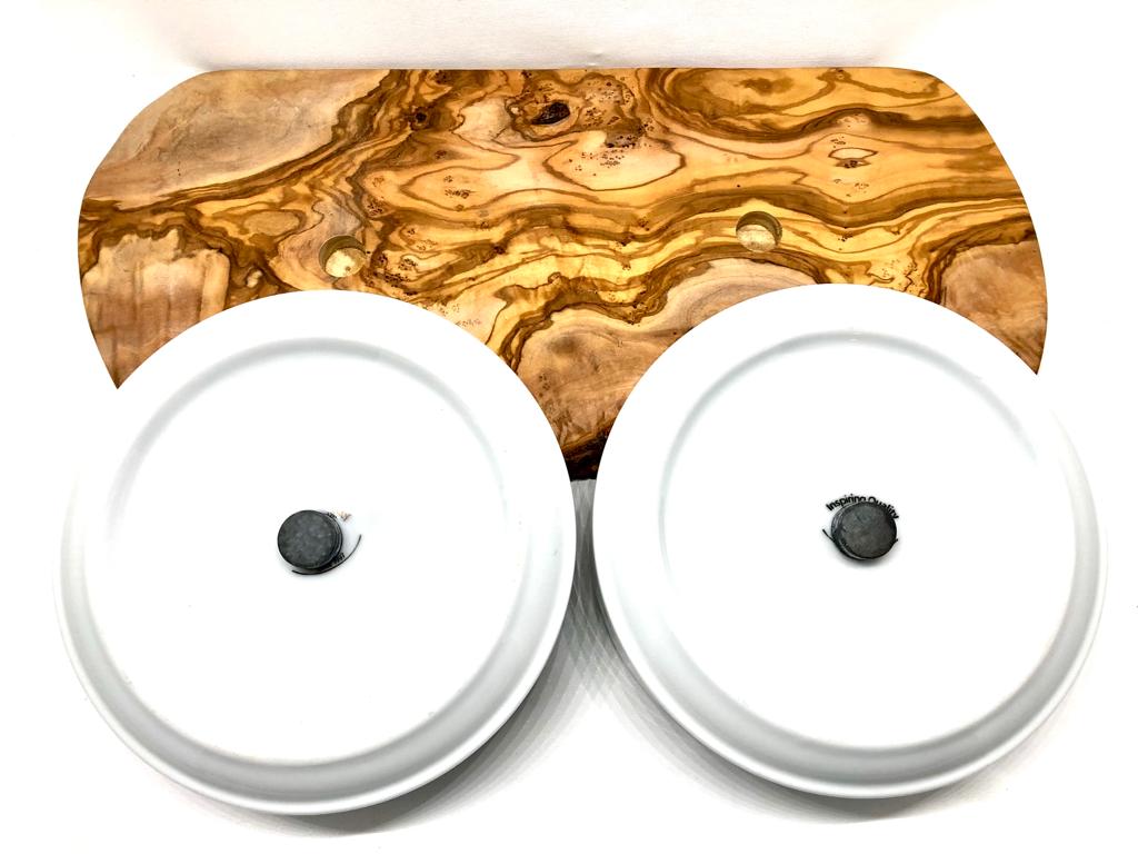 RUSTY feeding station (2 x 1.5 liter porcelain bowl) for food & water