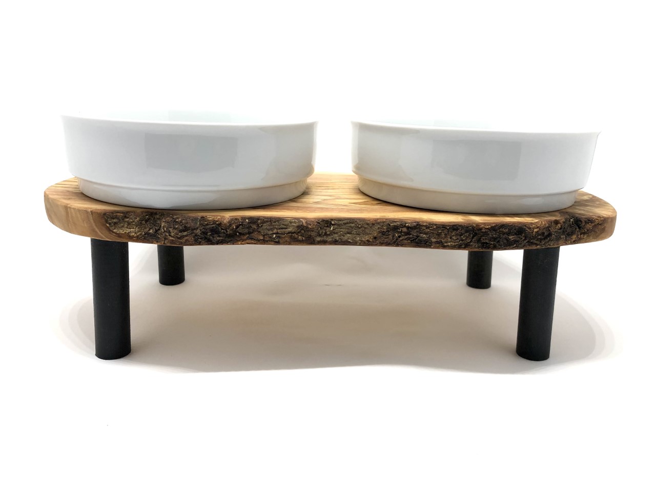 RUSTY PLUS feeding station (2 x 1.5 liter porcelain bowl) "jacked up" for food & water