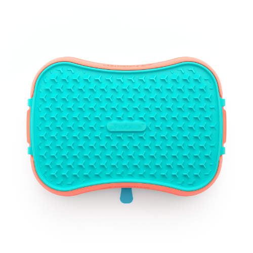 Super Feedy 4-in-1 Slow Feeder Dog Bowl (Salmon/ Teal)